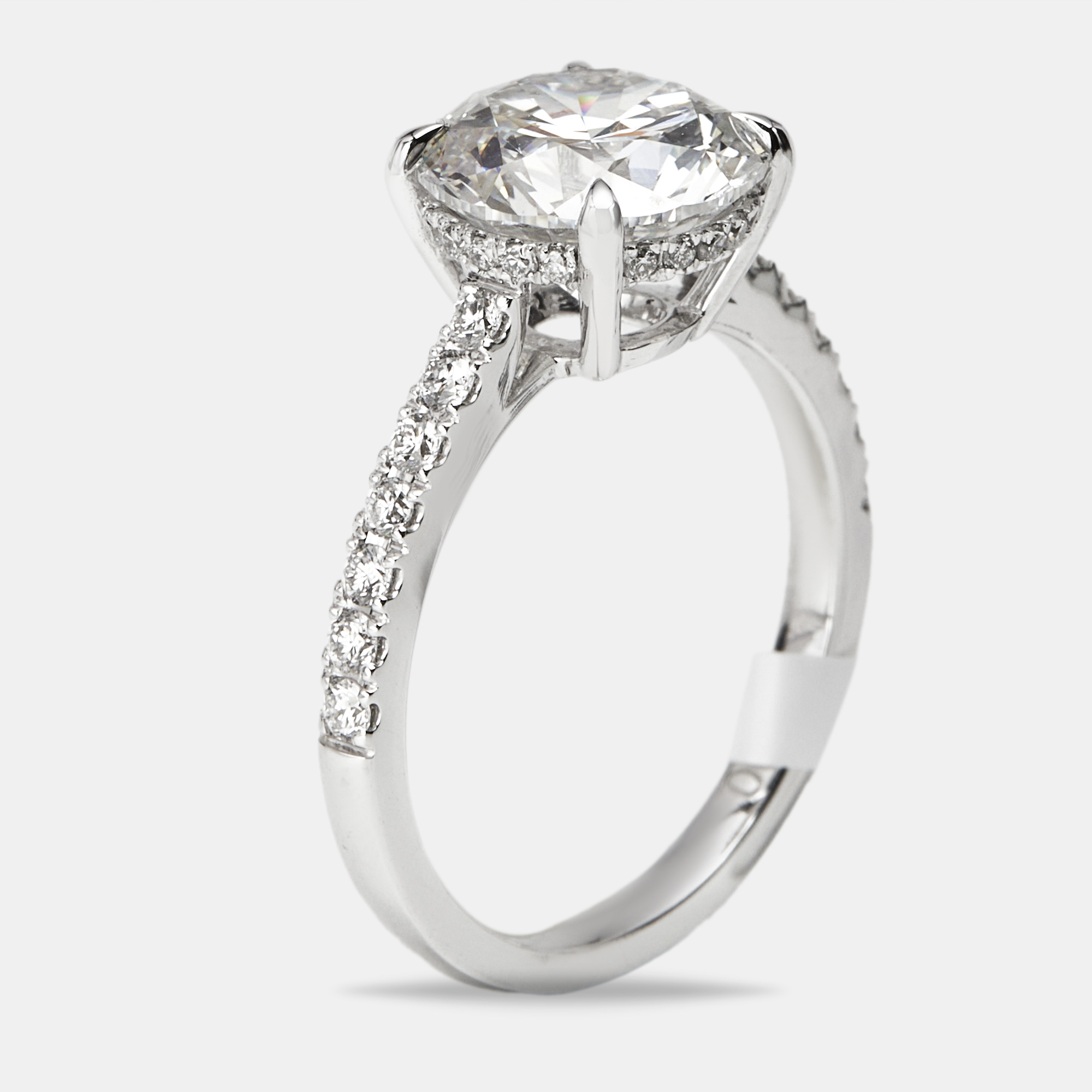 Pre-owned The Diamond Edit 3.25 Cts Round Brilliant Lab Grown Diamond 18k White Gold Ring Size 51