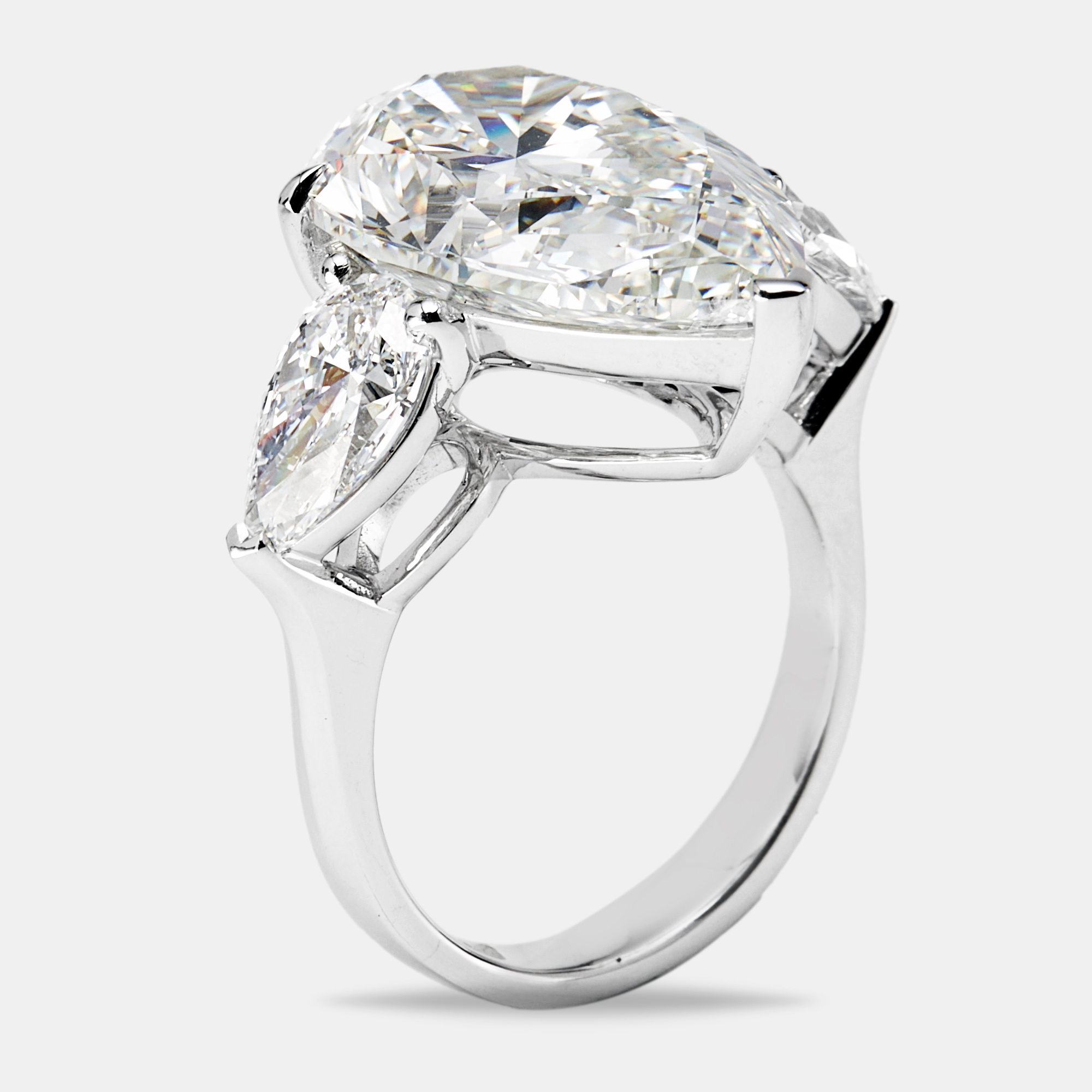 Pre-owned The Diamond Edit 12.00 Cts Pear Brilliant Lab Grown Diamond 18k White Gold Ring Size 51