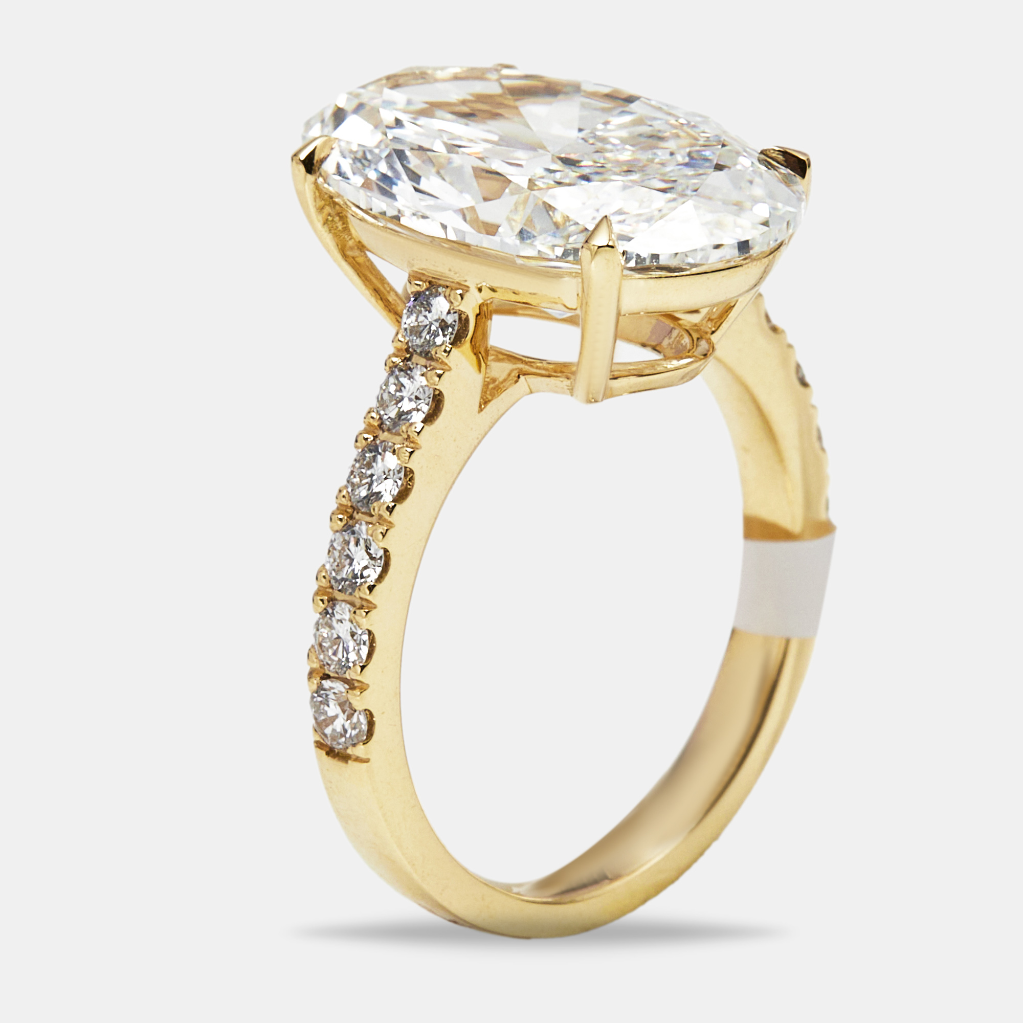 Pre-owned The Diamond Edit 7.49 Cts Oval Brilliant And Round Lab Grown Diamond 18k Yellow Gold Ring Size 52