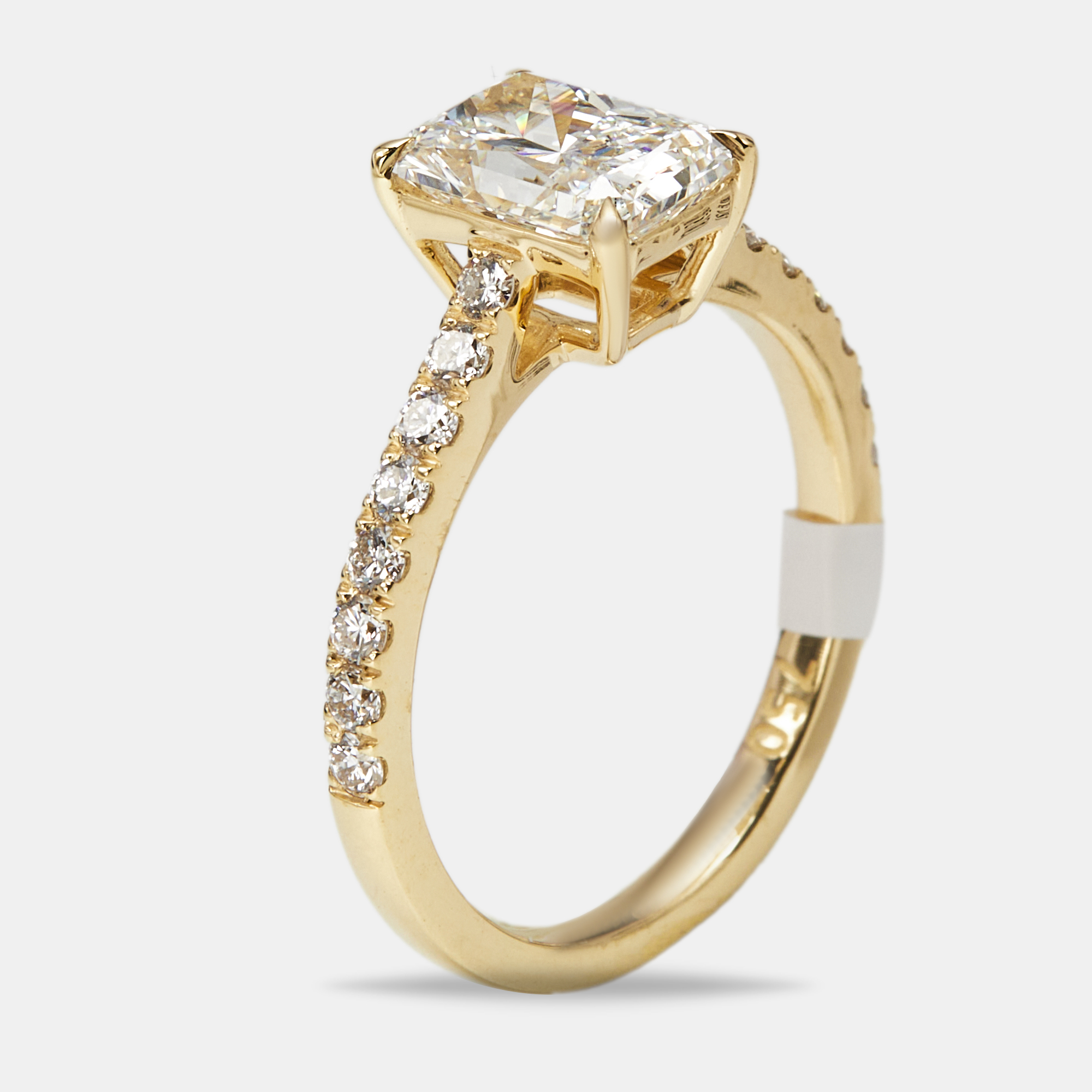 Pre-owned The Diamond Edit 1.98 Cts Radiant And Round Lab Grown Diamond 18k Yellow Gold Ring Size 52