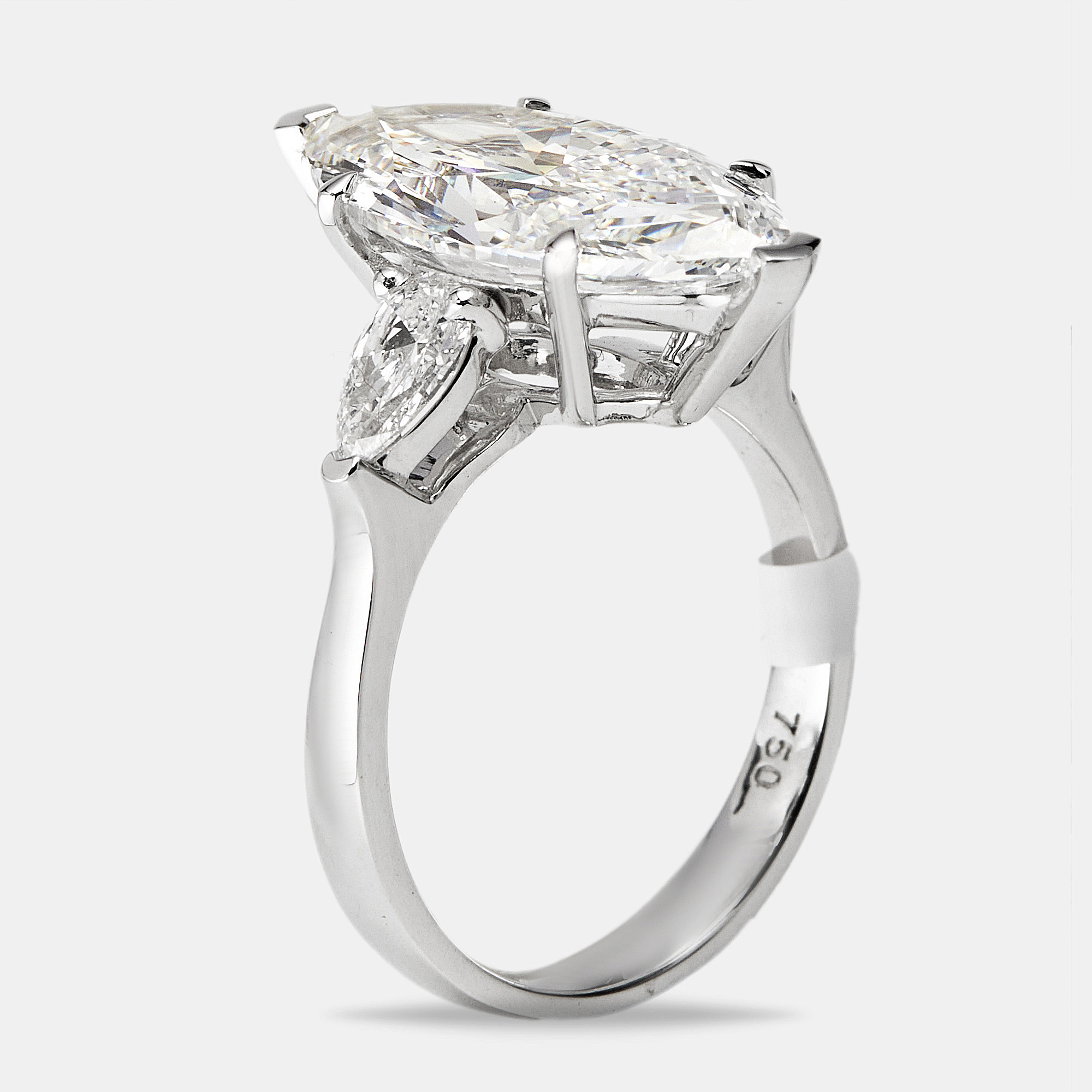 

5.5 cts Marquise and Pear Lab Grown Diamonds 18k White Gold Ring Size