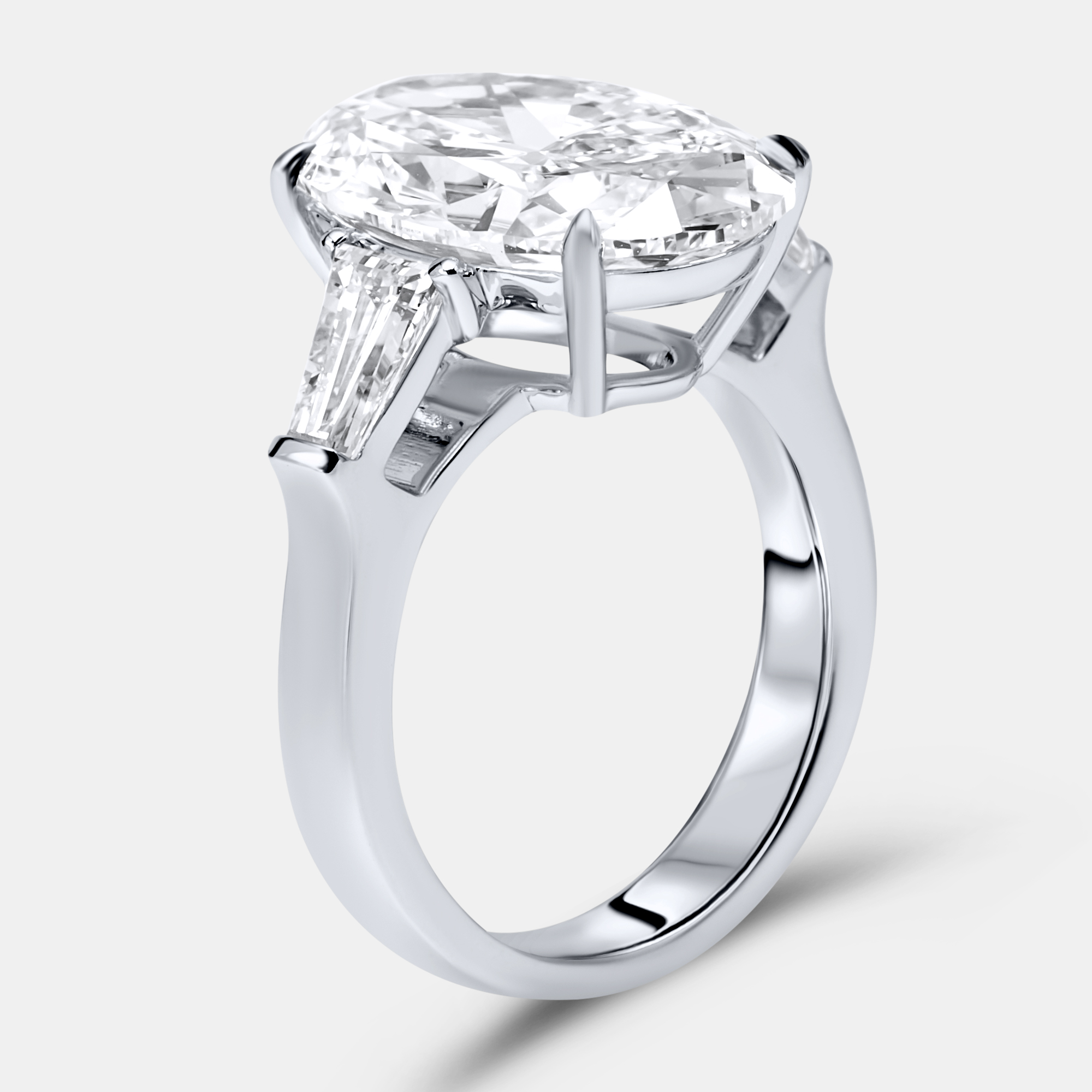 

8 cts Oval and Trapezoid Lab Grown Diamond 18k White Gold Ring Size