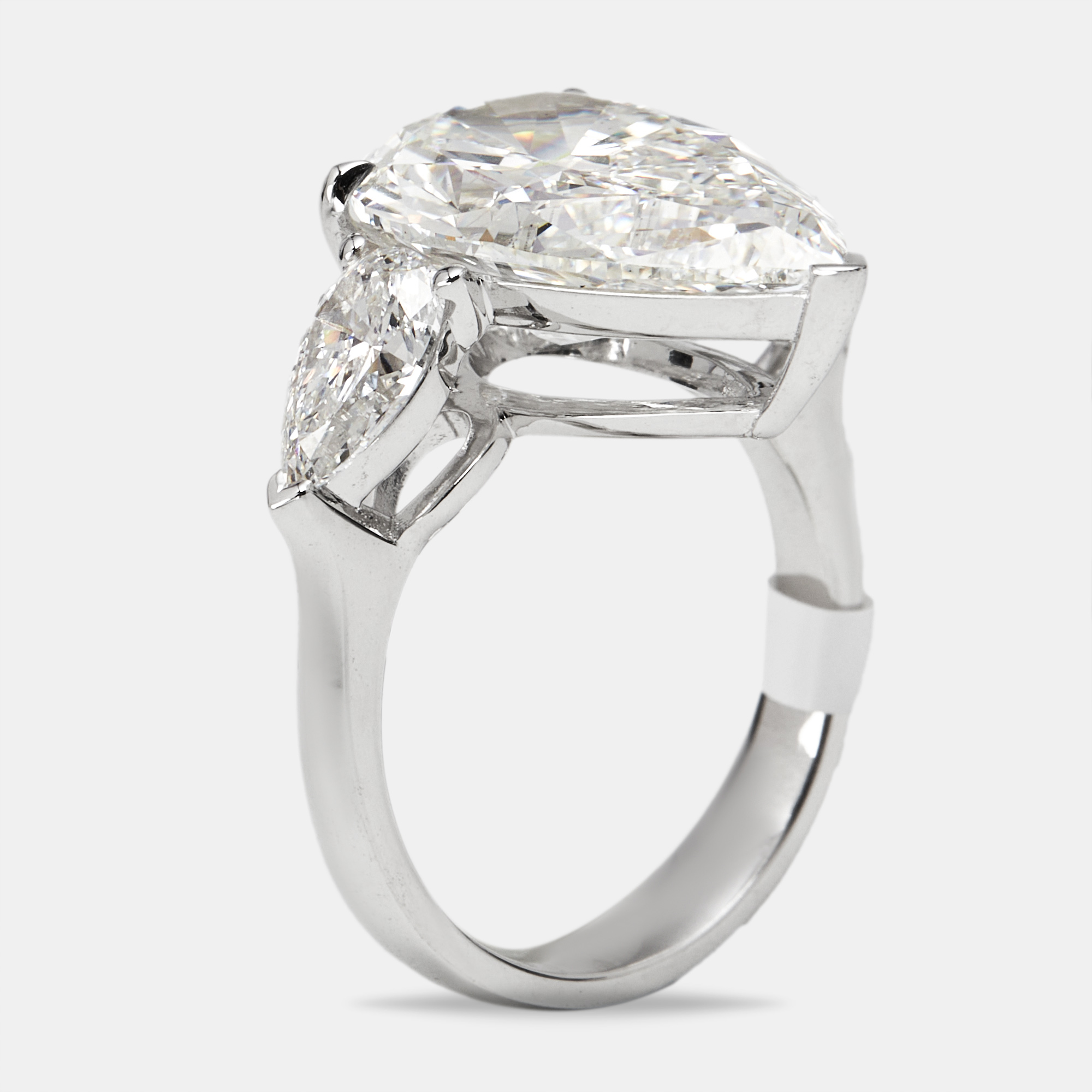 Pre-owned The Diamond Edit 7.7 Cts Pear Brilliant Lab Grown Diamond 18k White Gold Ring Size 53