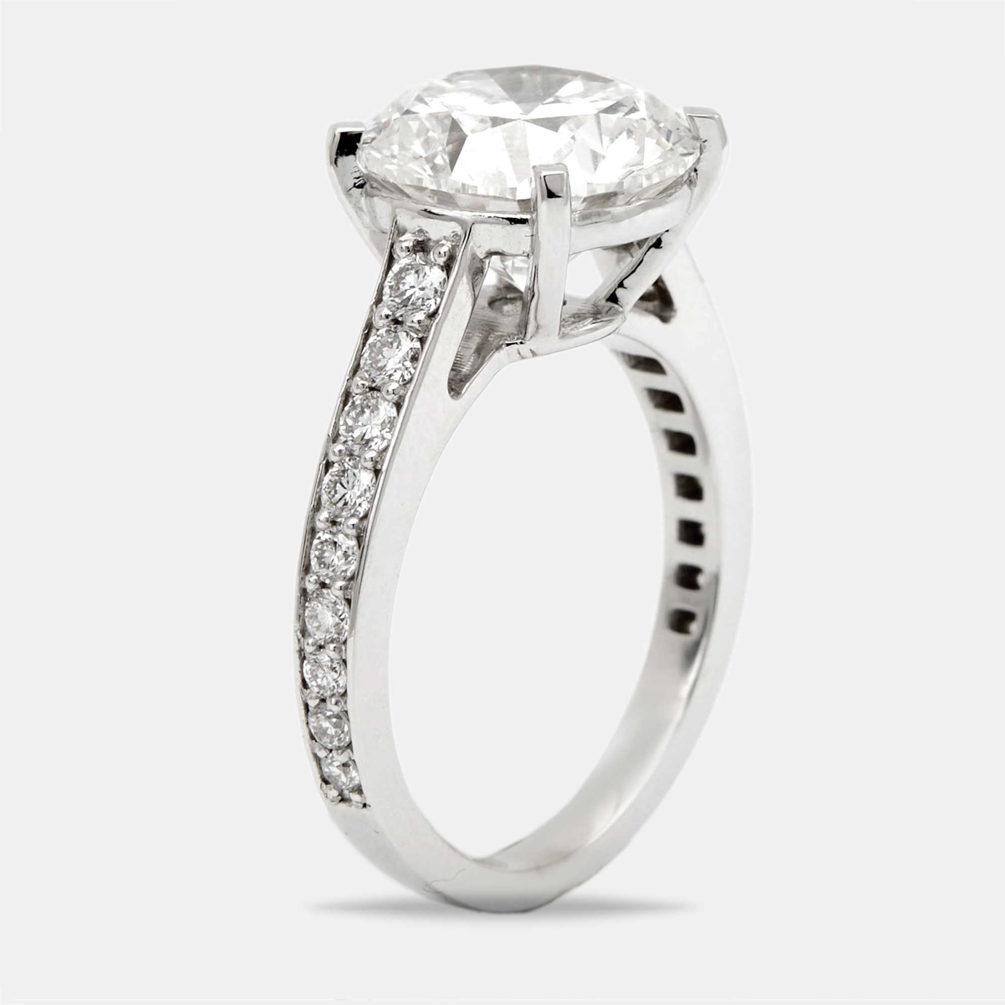Pre-owned The Diamond Edit 5.5 Cts Round Cut Lab Grown Diamond 18k White Gold Ring Size 52