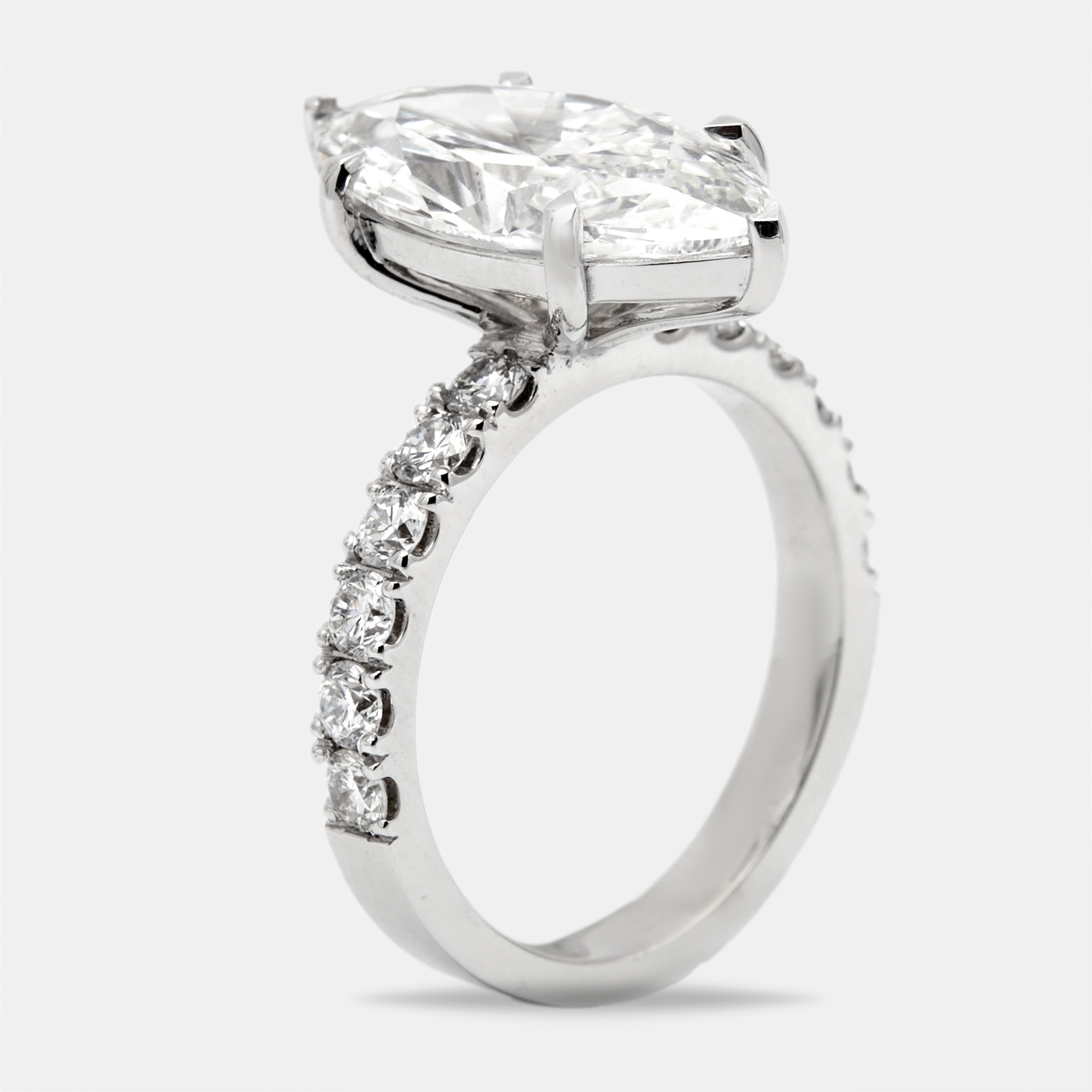 

5.9 cts Marquise Cut Lab Grown Diamond 18k White Gold Ring Size