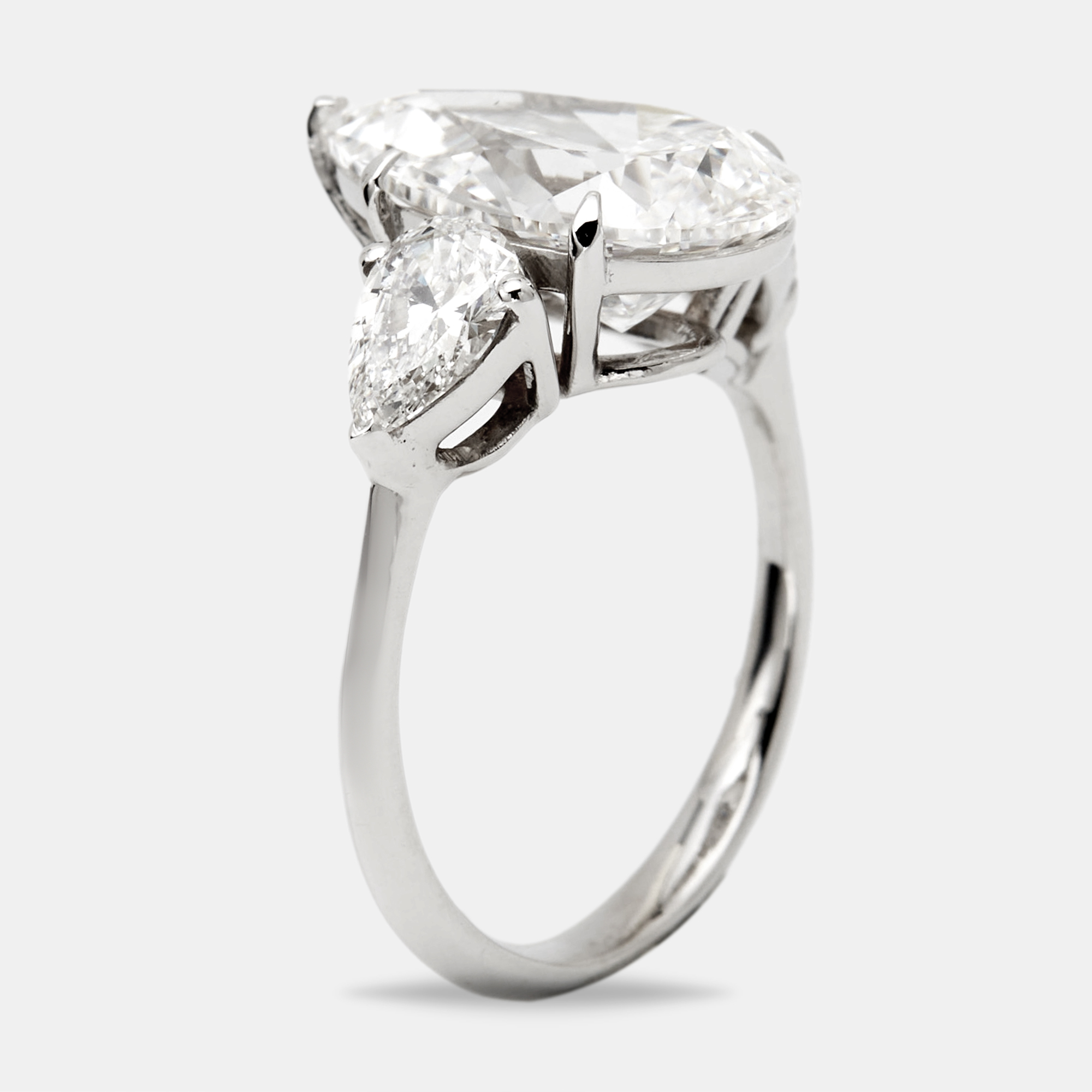 Pre-owned The Diamond Edit 6.1 Cts Pear Cut Lab Grown Diamond 18k White Gold Ring Size 52