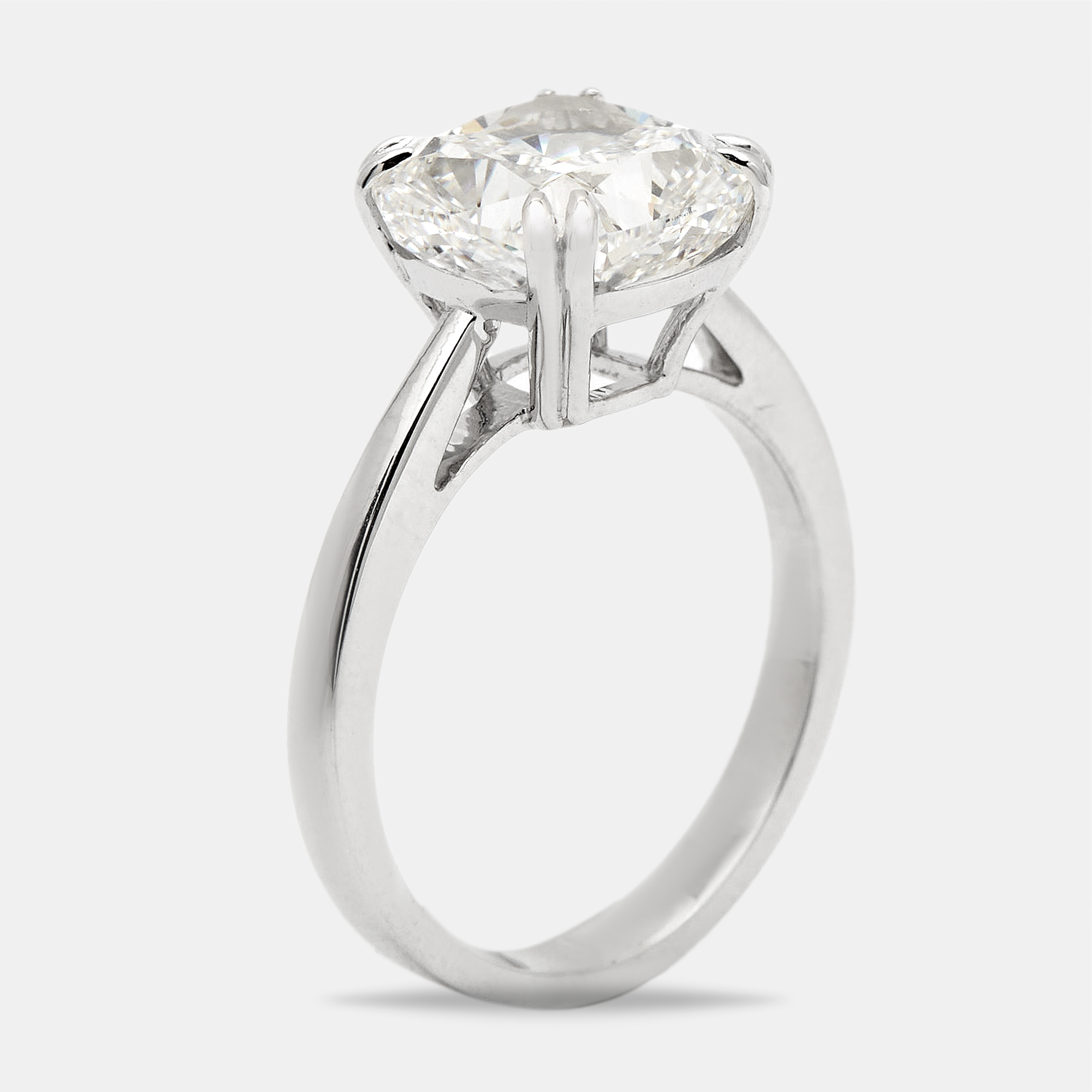 Pre-owned The Diamond Edit 5 Cts Cushion Cut Lab Grown Diamond 18k White Gold Ring Size 52
