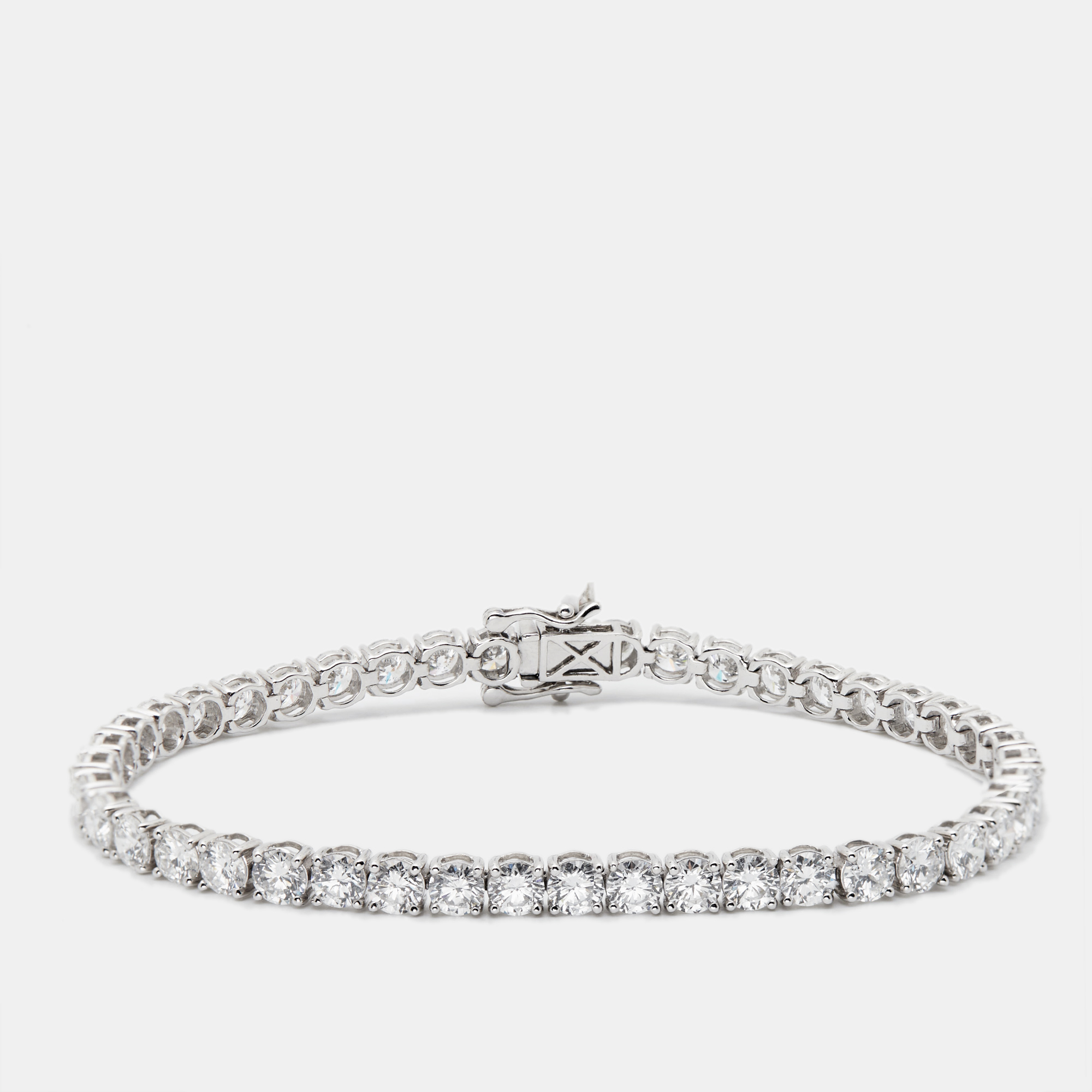 Pre-owned The Diamond Edit 10 Cts Round Cut Lab Grown Diamond 14k White Gold Bracelet