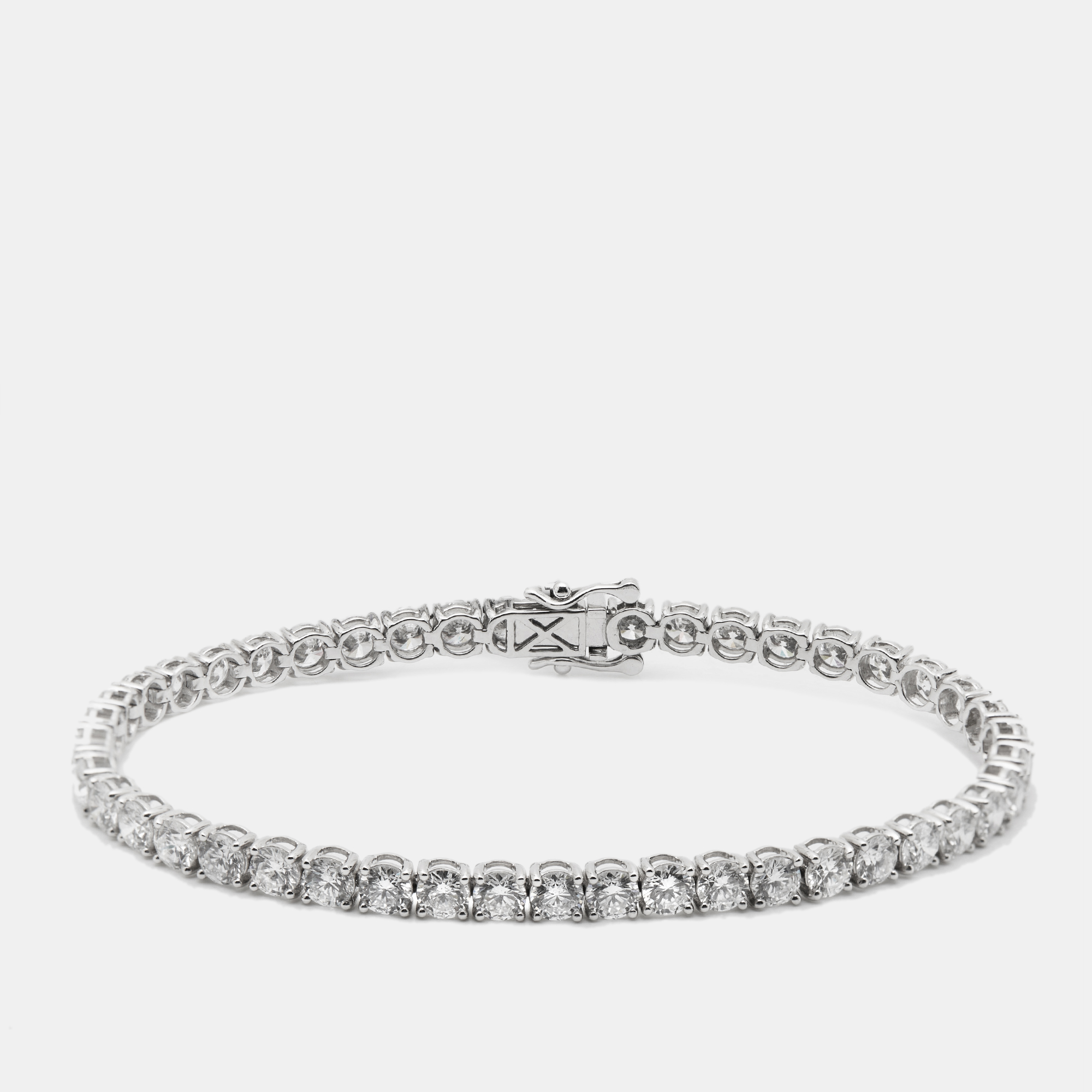 Pre-owned The Diamond Edit 10.8 Cts Round Cut Lab Grown Diamond 14k White Gold Bracelet