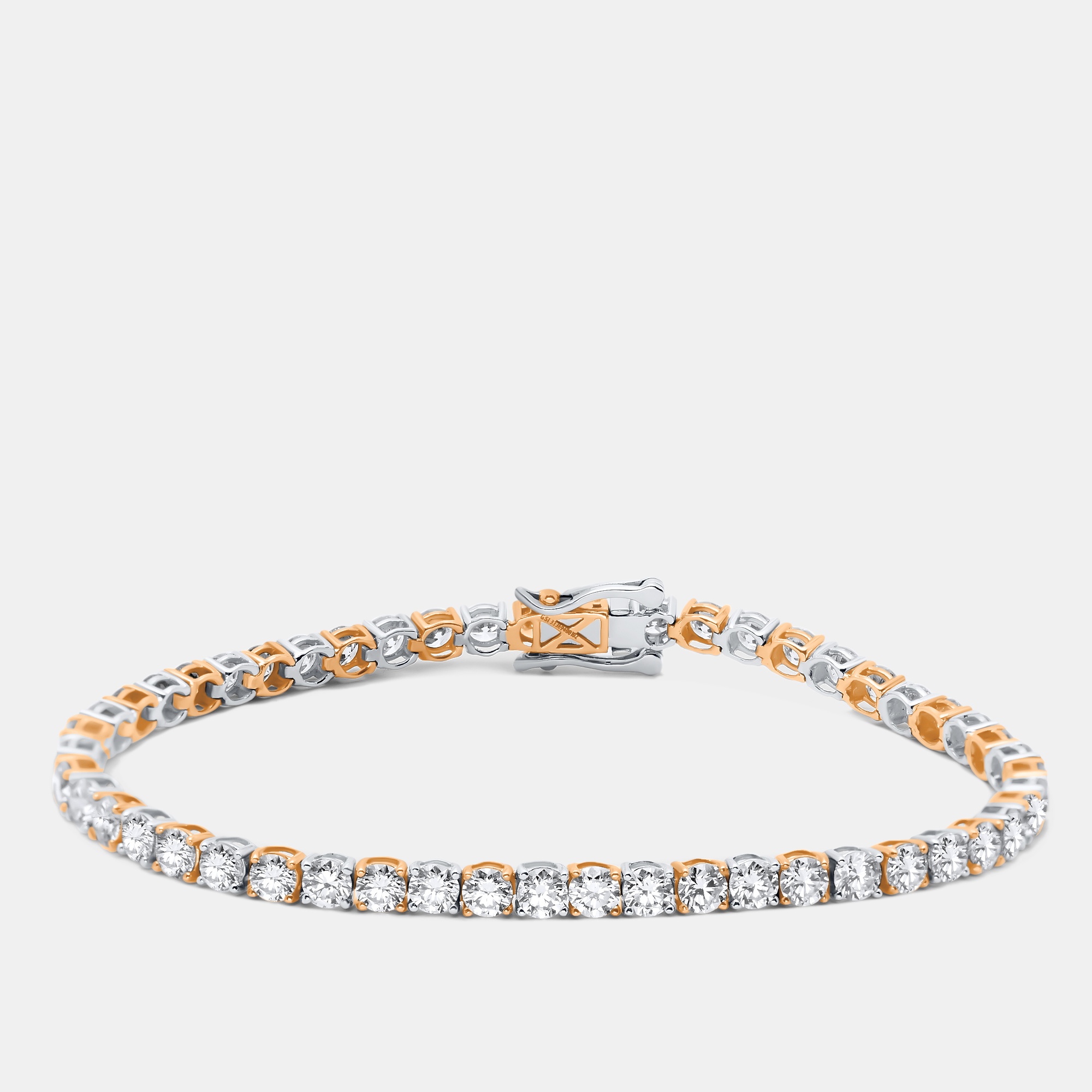 

6.4 cts Round Cut Lab Grown Diamond 14k Two Tone Gold Bracelet