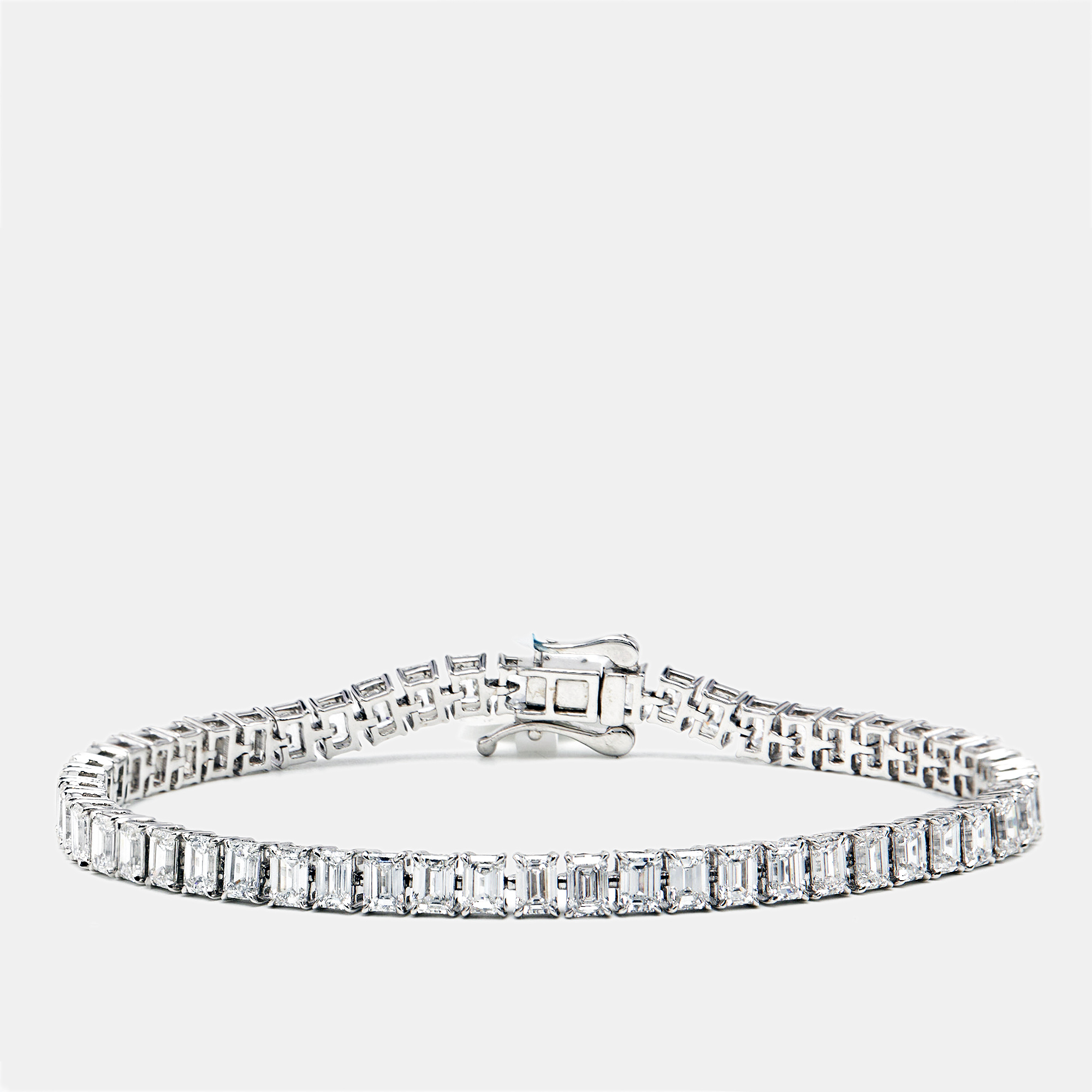 9.50 cts Emerald Cut Lab Grown Diamonds 18k White Gold Bracelet