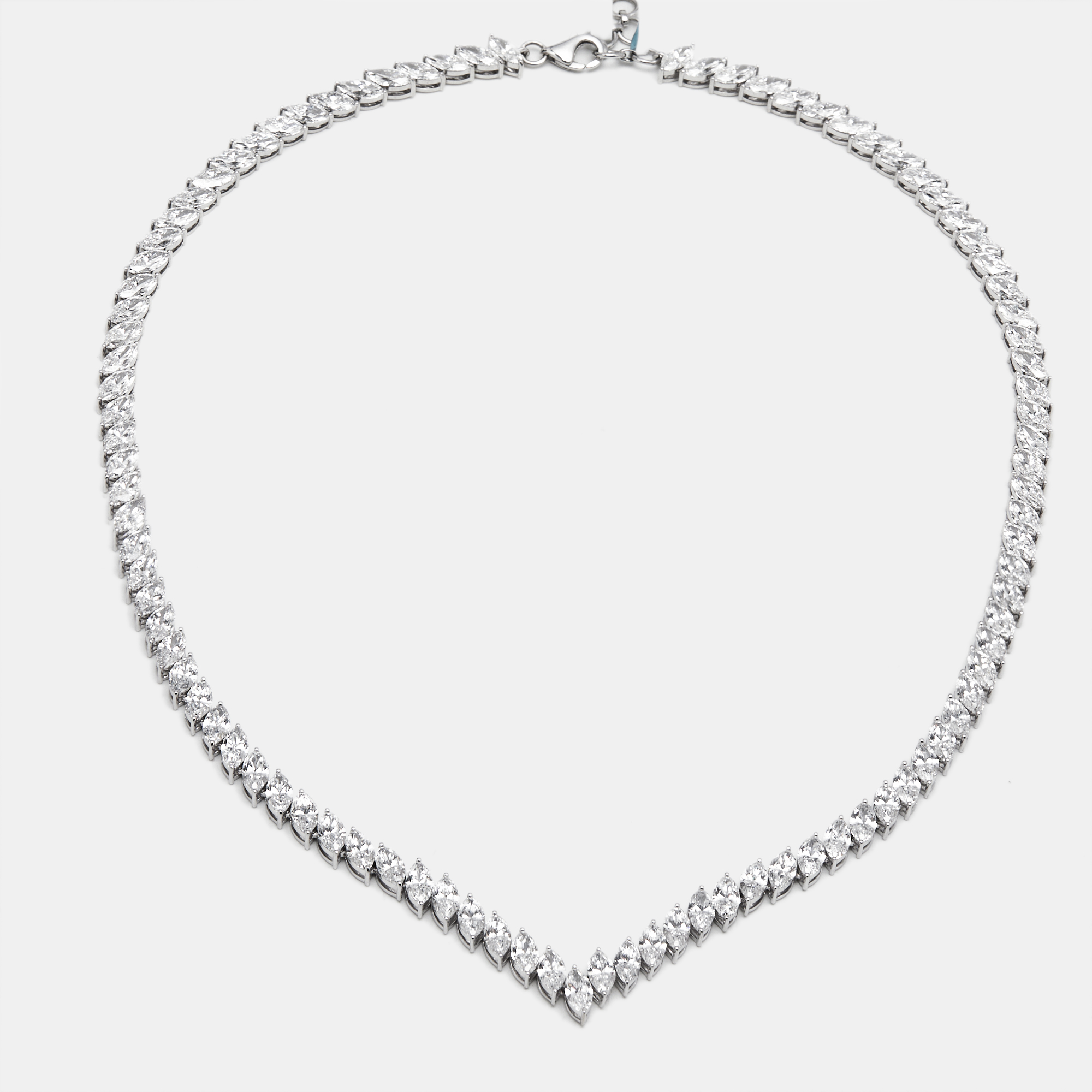 Pre-owned The Diamond Edit 30.5 Cts Marquise 18k White Gold Lab Grown Diamonds Necklace