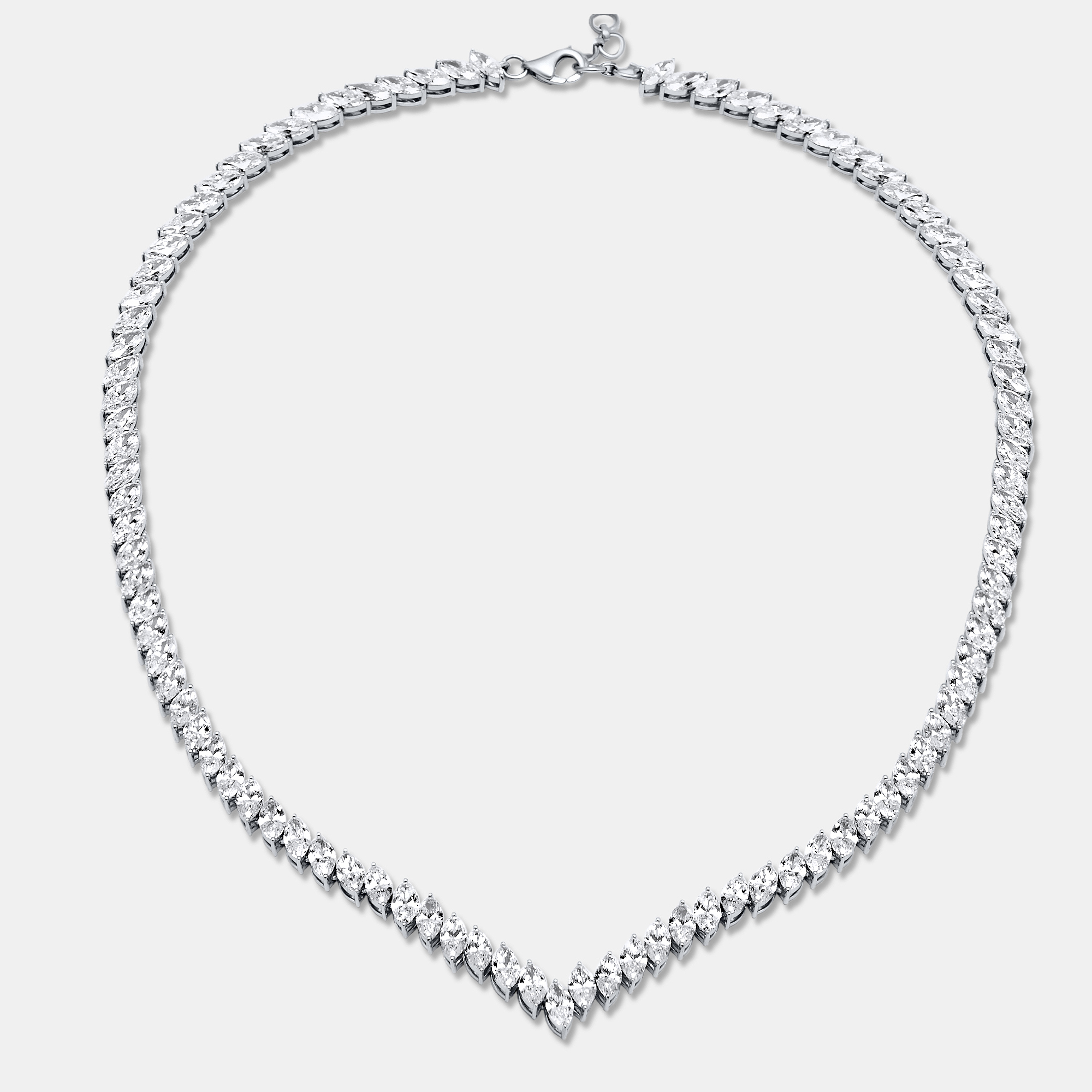 

30.5 Cts Marquise 18K White Gold Lab Grown Diamonds Necklace