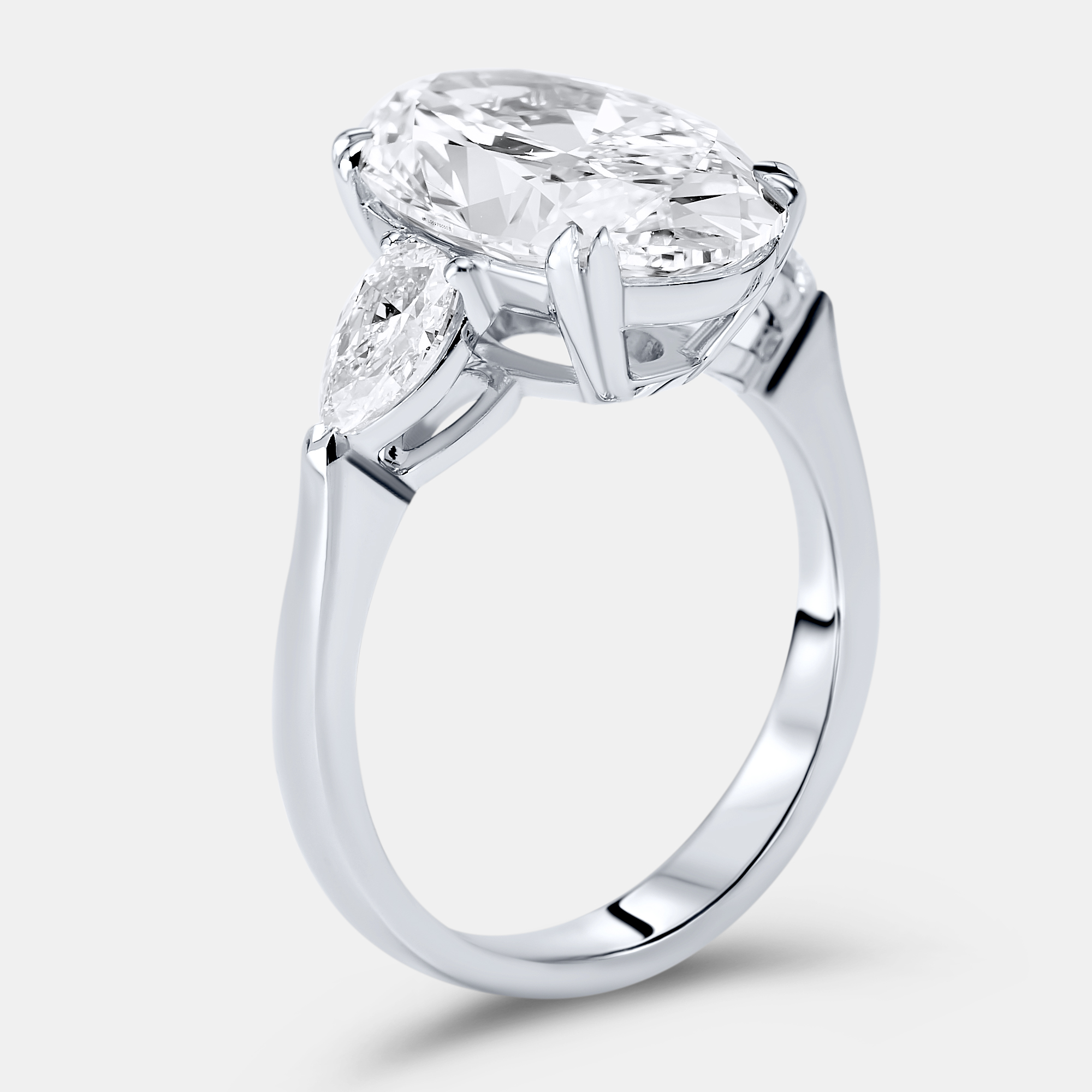 

5.20 cts Oval Brilliant and Pear Lab Grown Diamonds 18k White Gold Ring Size