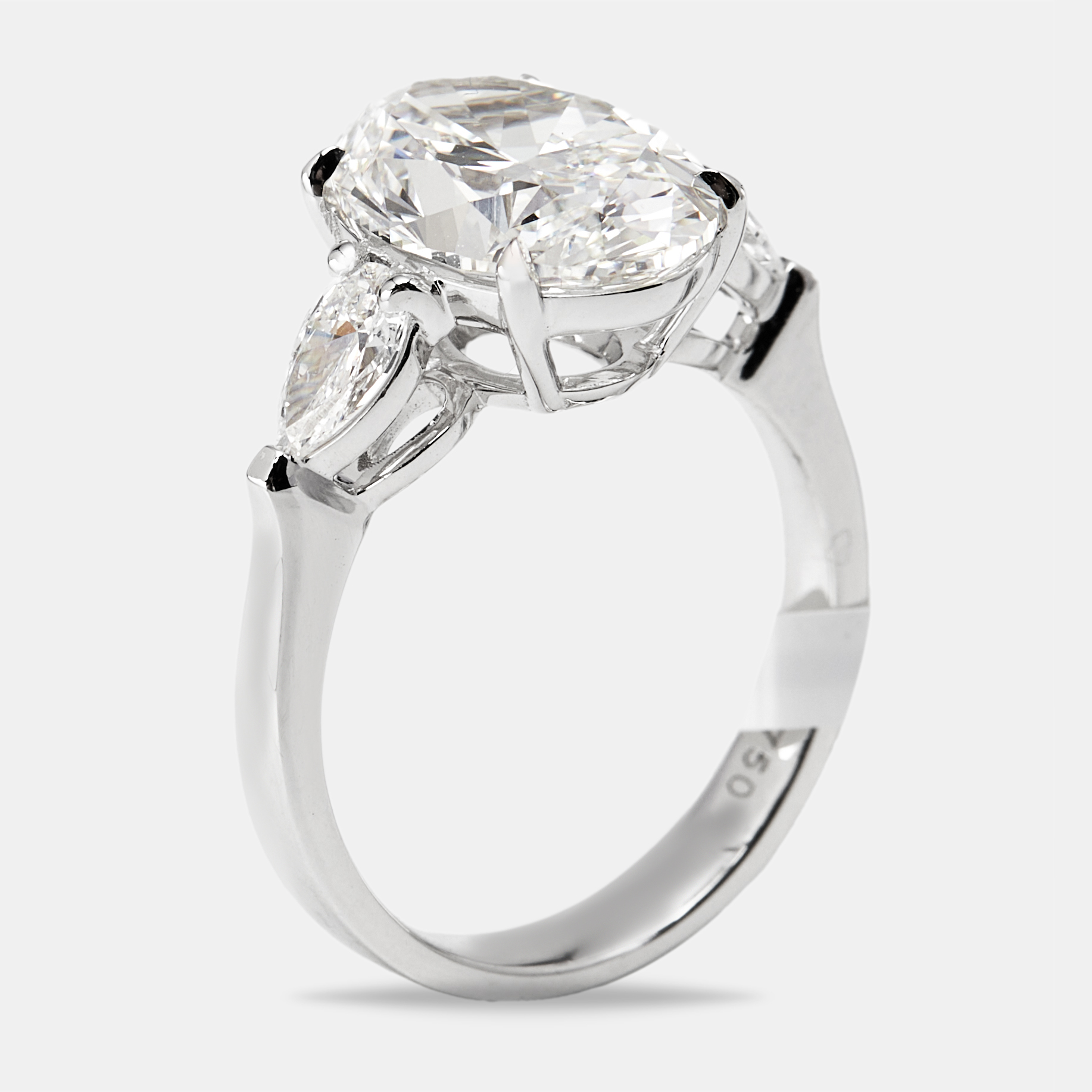 

4.00 cts Oval Brilliant and Pear Lab Grown Diamonds 18k White Gold Ring Size