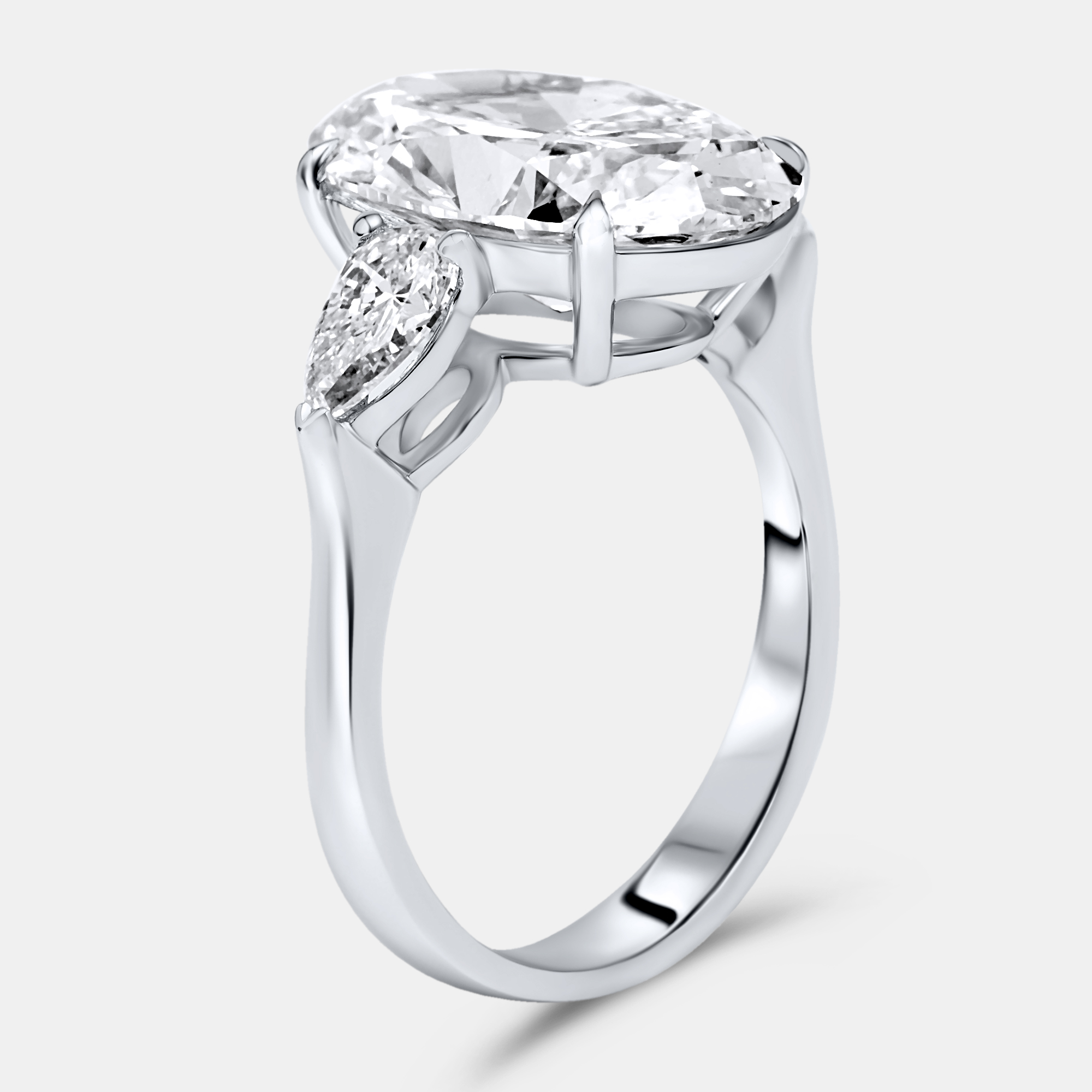 

4.40 cts Oval Brilliant and Pear Lab Grown Diamonds 18k White Gold Ring Size