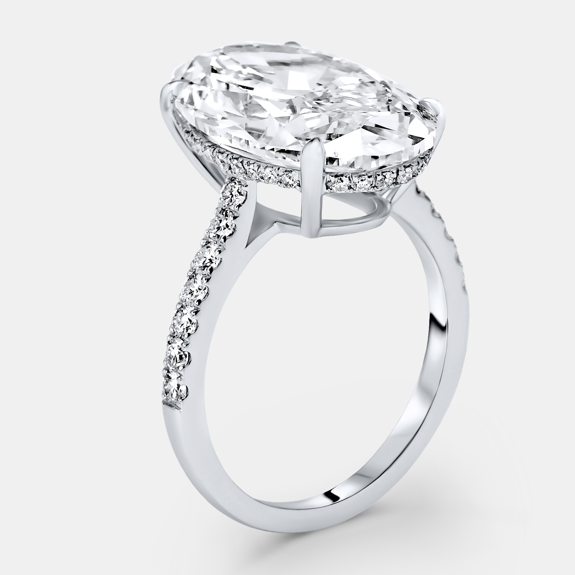 

8.40 cts Oval Brilliant and Round Lab Grown Diamonds 18k White Gold Ring Size