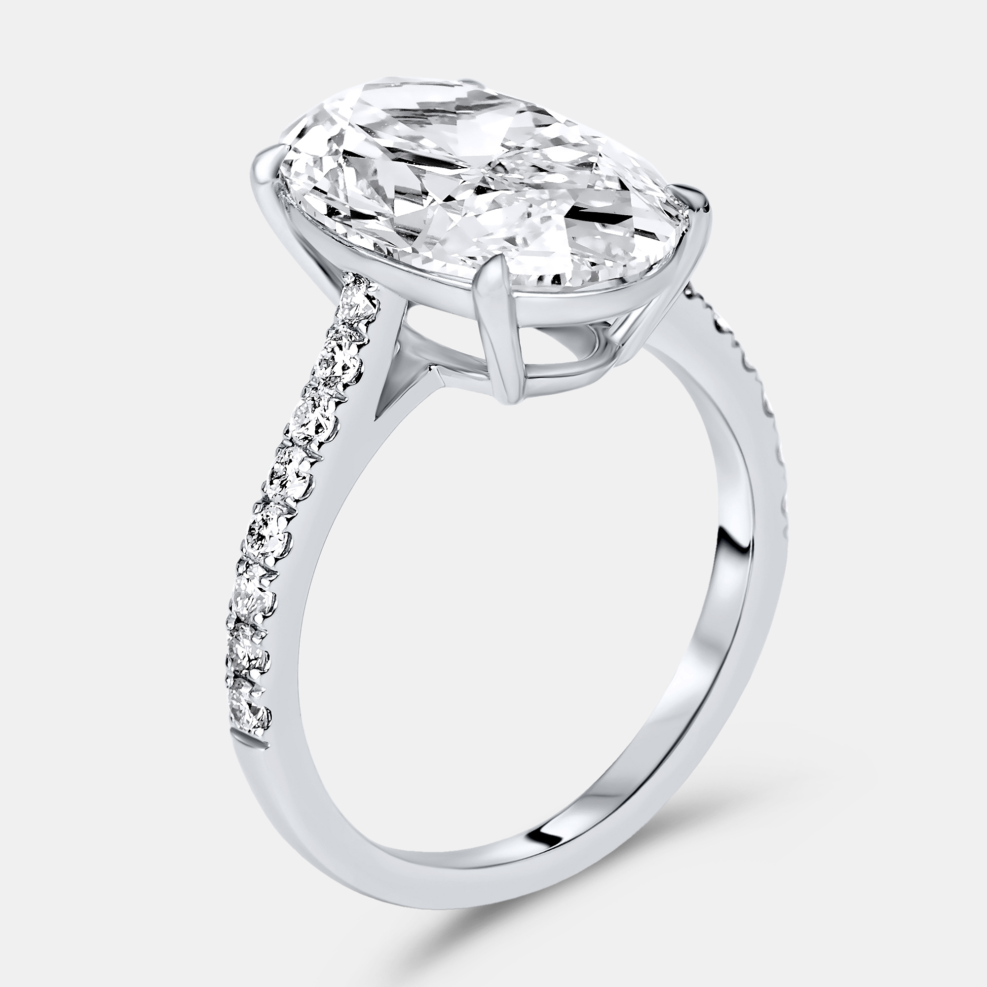 

5.30 cts Oval Brilliant and Round Lab Grown Diamonds 18k White Gold Ring Size