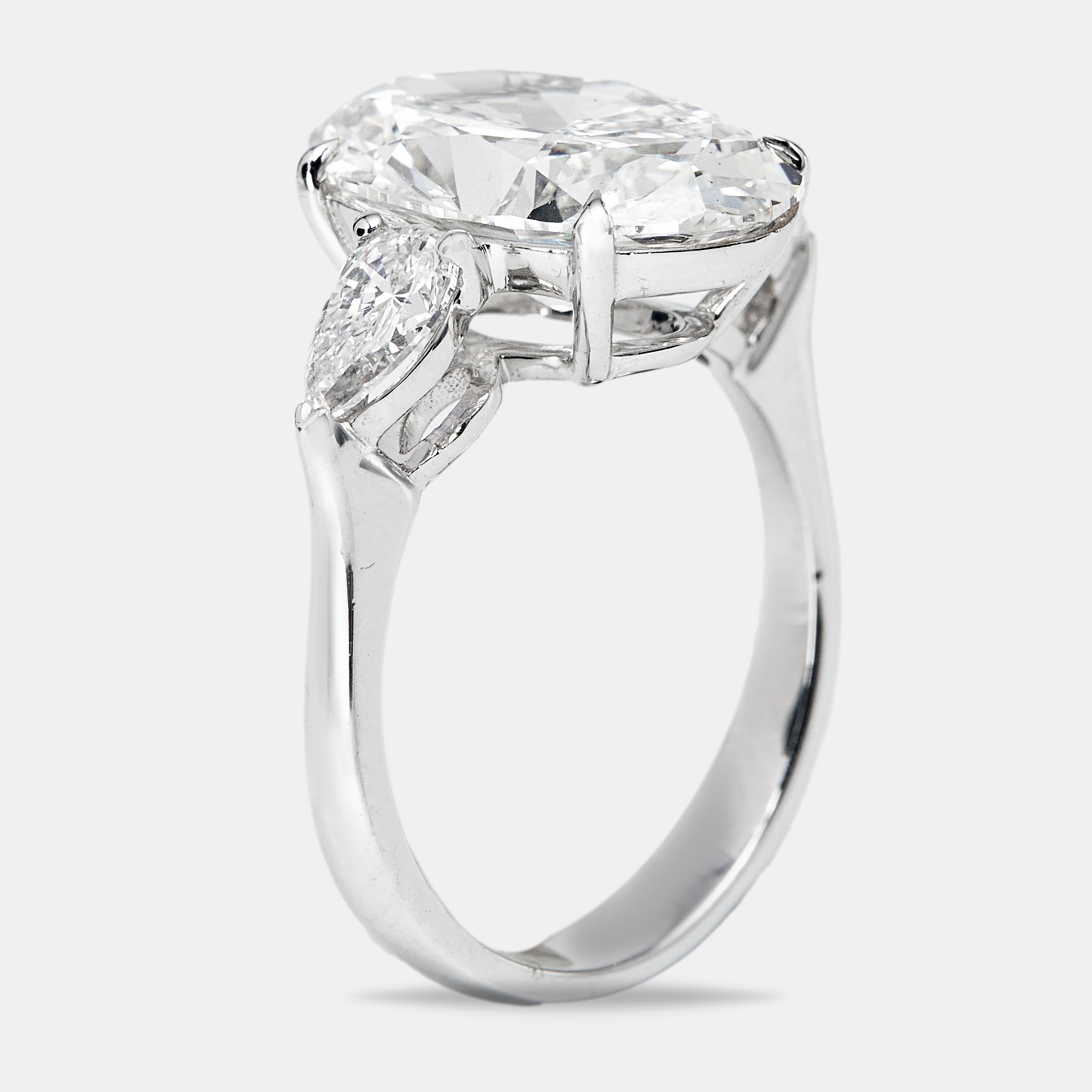 Pre-owned The Diamond Edit 4.40 Cts Oval Brilliant And Pear Lab Grown Diamonds 18k White Gold Ring Size 53
