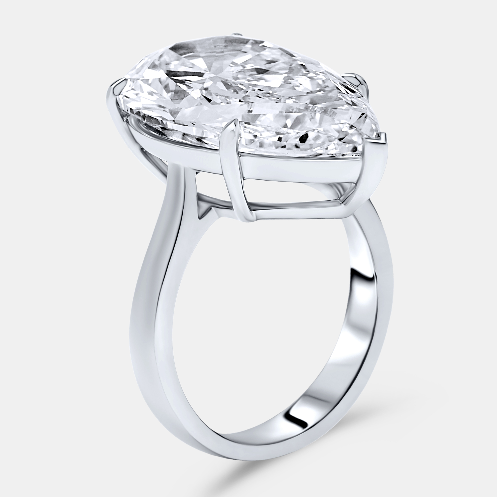 

7.00 cts Pear Brilliant Lab Grown Diamond 18k White Gold Ring Size