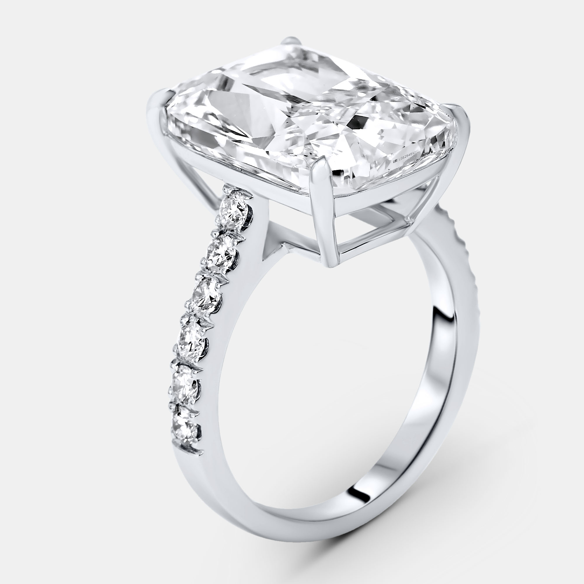

10.50 cts Radiant and Round Lab Grown Diamonds 18k White Gold Ring Size