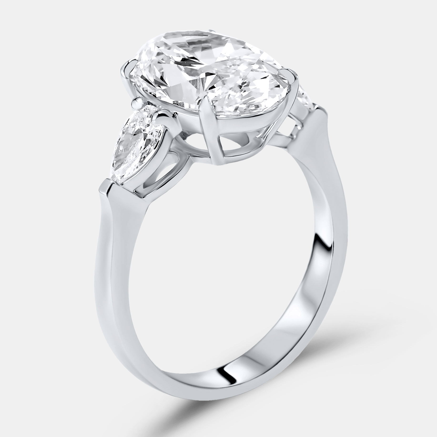 

4.00 cts Oval Brilliant and Pear Lab Grown Diamonds 18k White Gold Ring Size