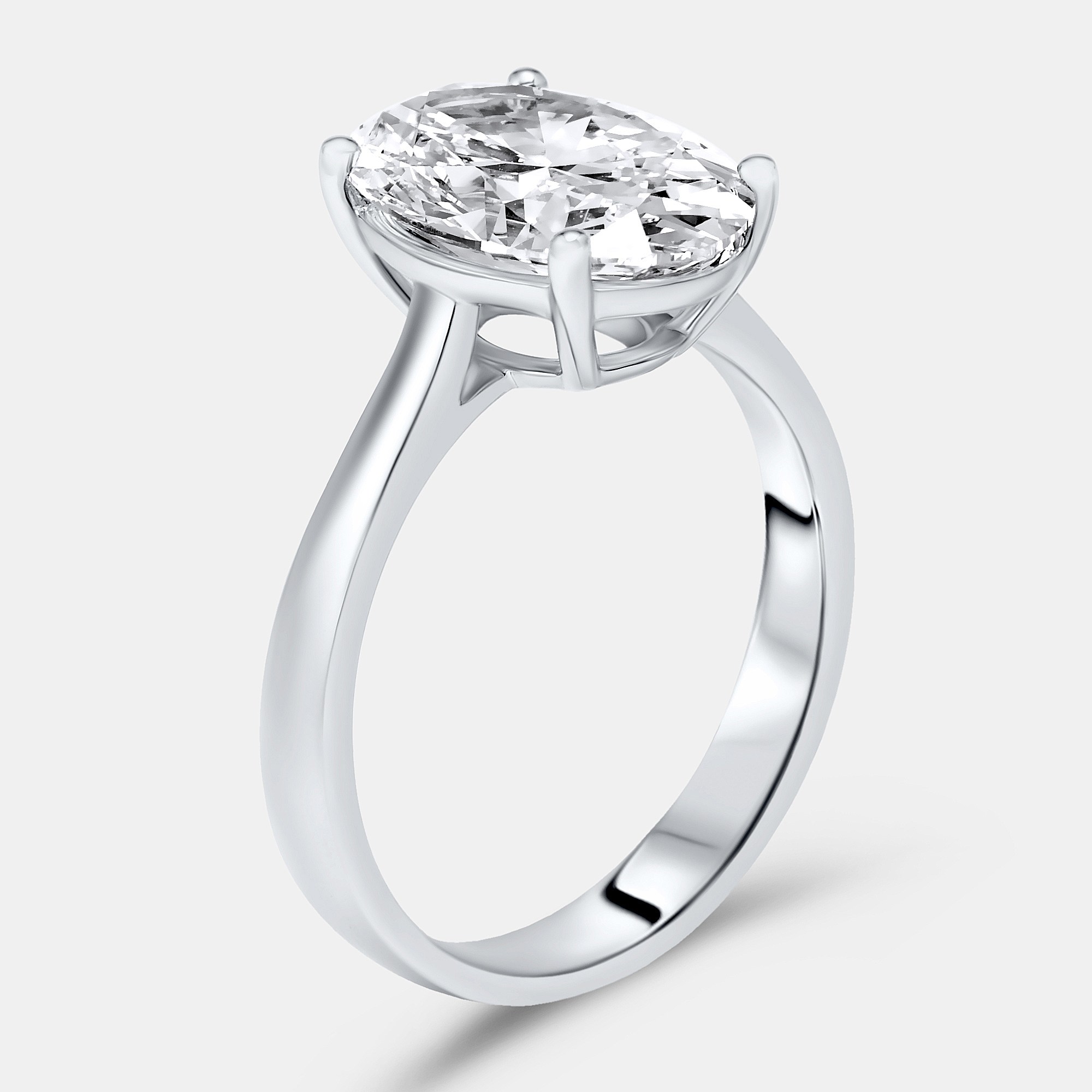 

3.00 cts Oval Brilliant Lab Grown Diamond 18k White Gold Ring Size