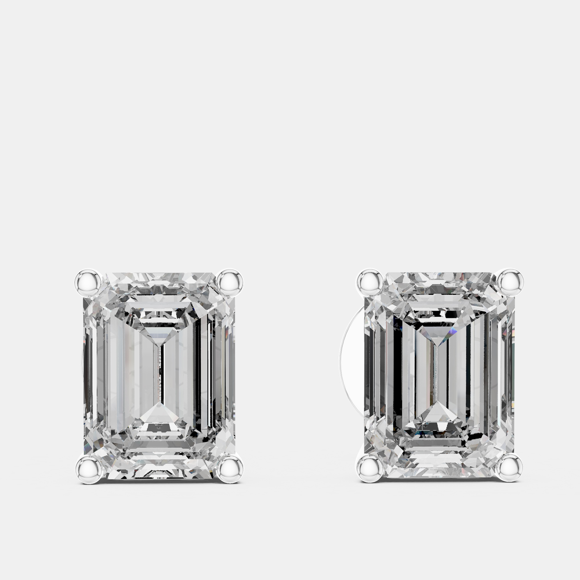 

2.00 cts Emerald Cut 18k White Gold Lab Grown Diamond Stud Earrings