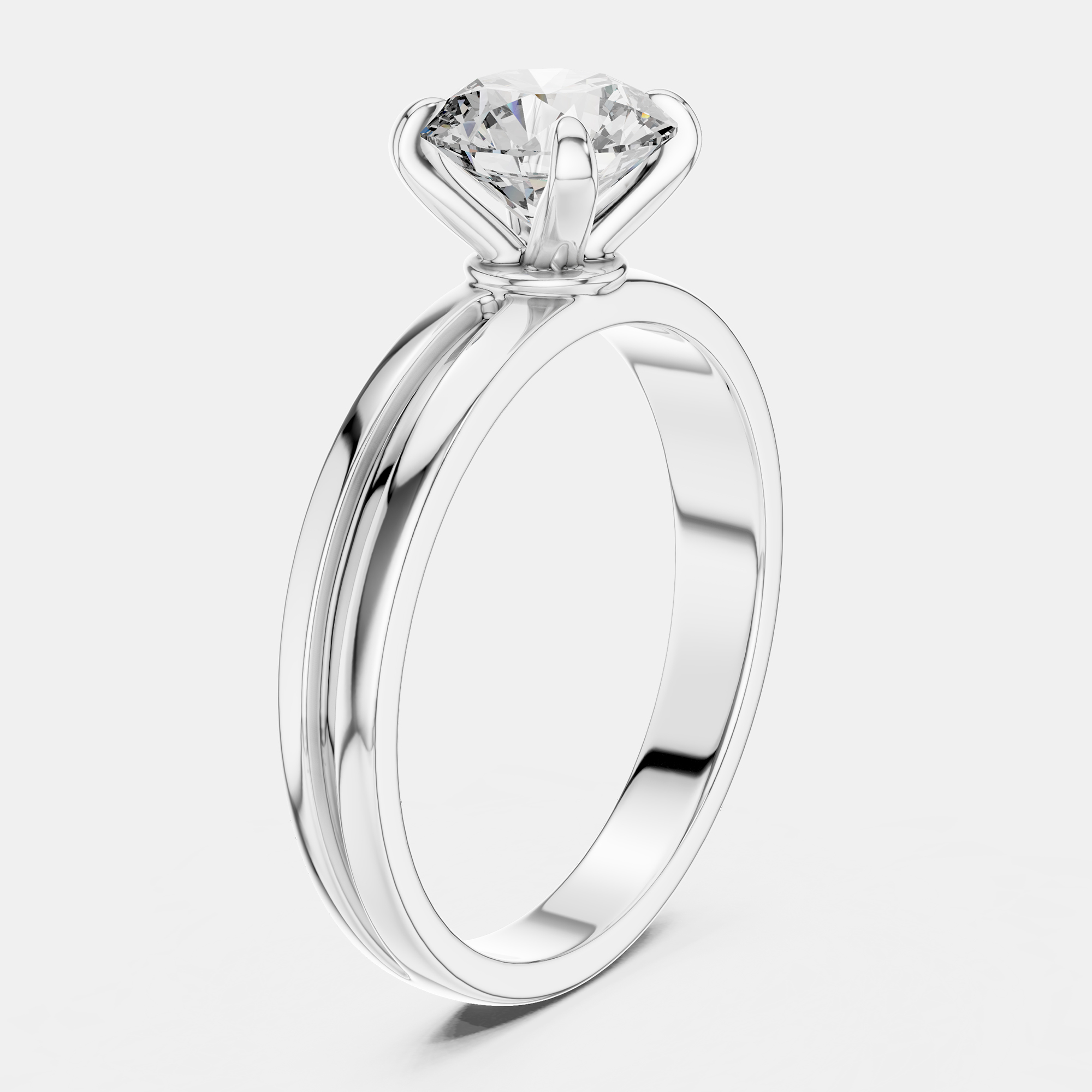 

6.00 ct Round 18k White Gold Solitaire Lab Grown Diamond Band Size