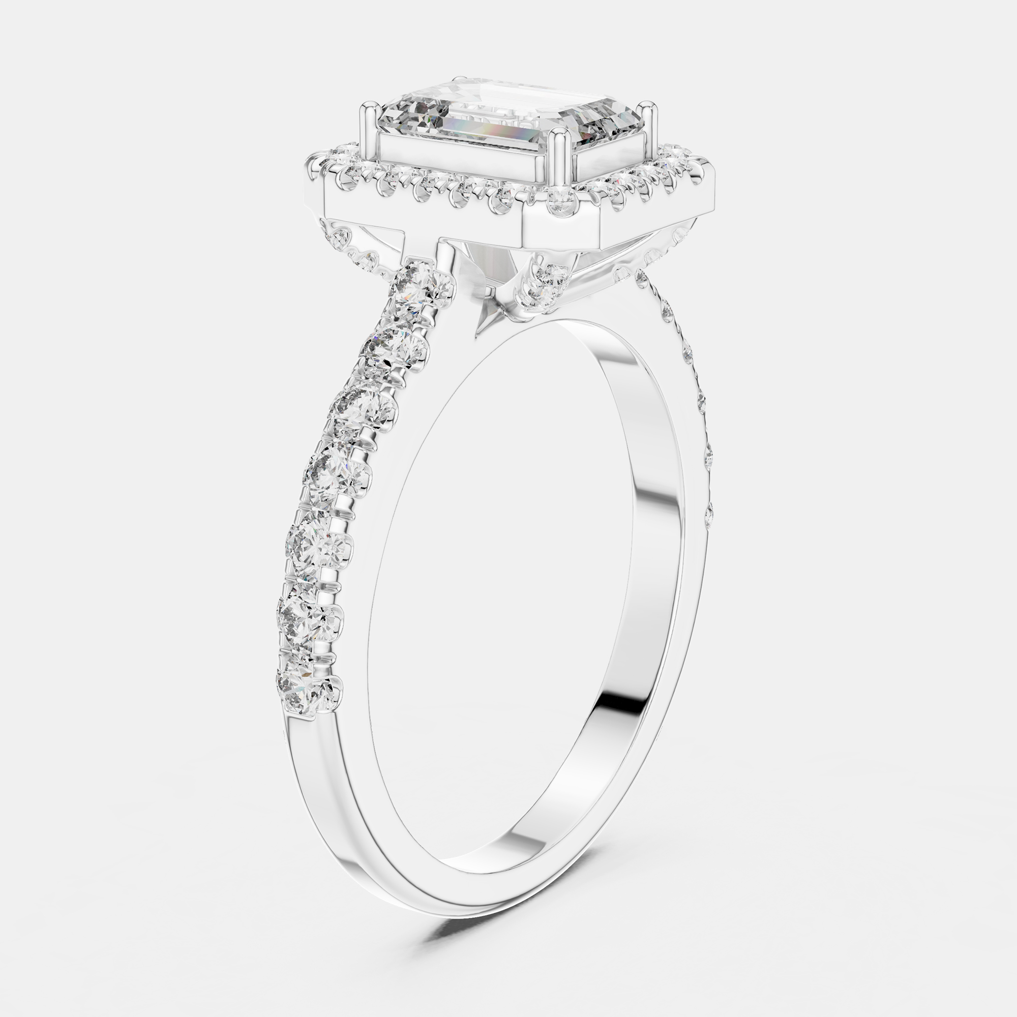 

1.00 ct Center Emerald Cut 18k White Gold Solitaire Lab Grown Diamond Ring Size