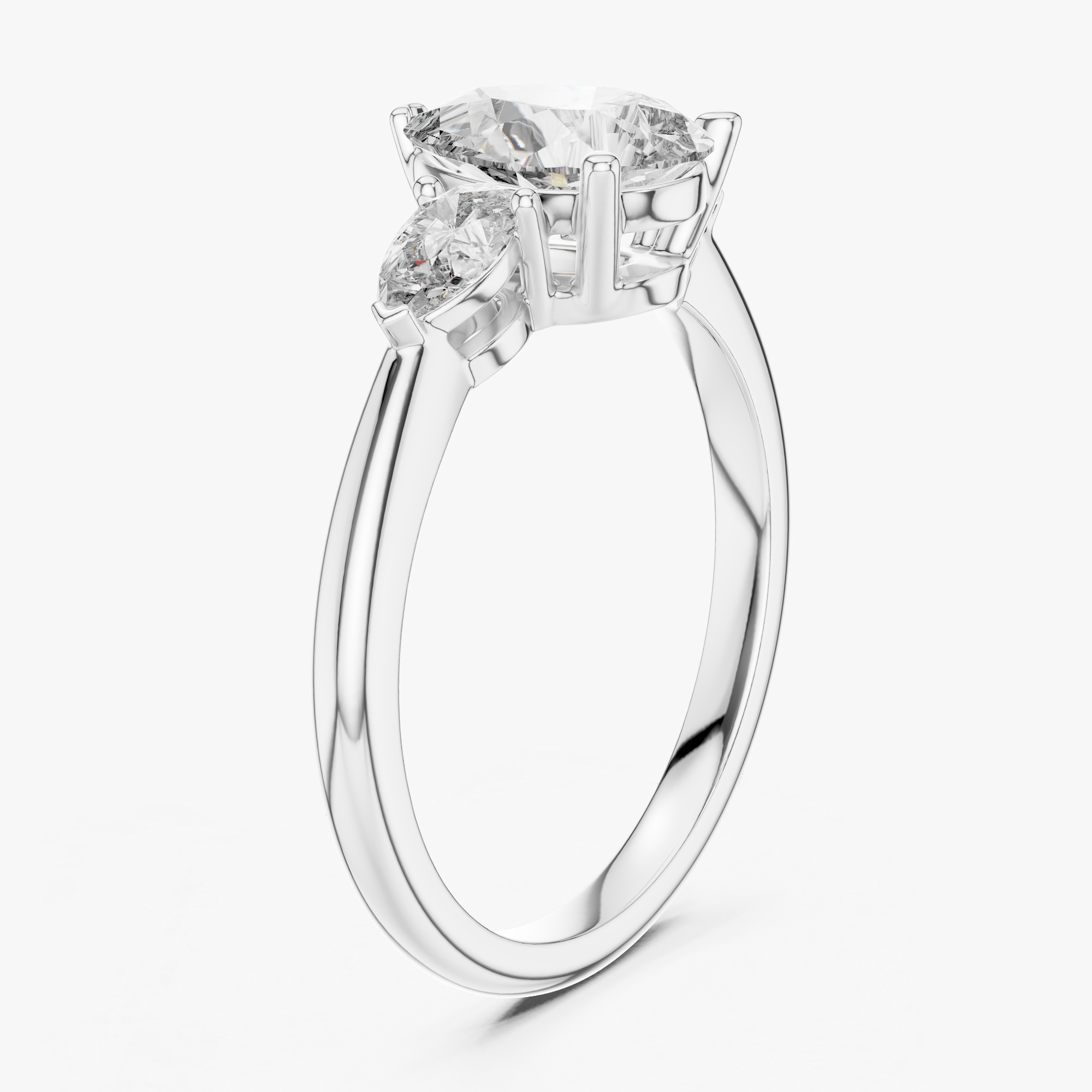 Pre-owned The Diamond Edit 1.50 Ct Pear Cut 18k White Gold Lab Grown Diamond Ring Size 53