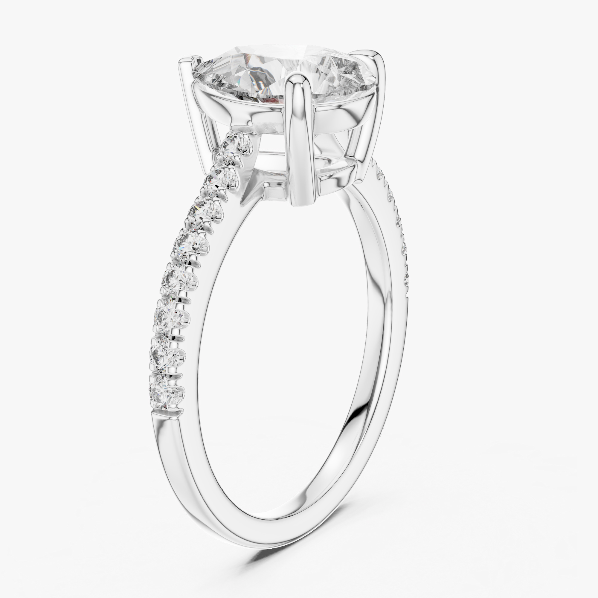 Pre-owned The Diamond Edit 2.00 Cts Pear & Round 18k White Gold Lab Grown Diamond Ring Size 53