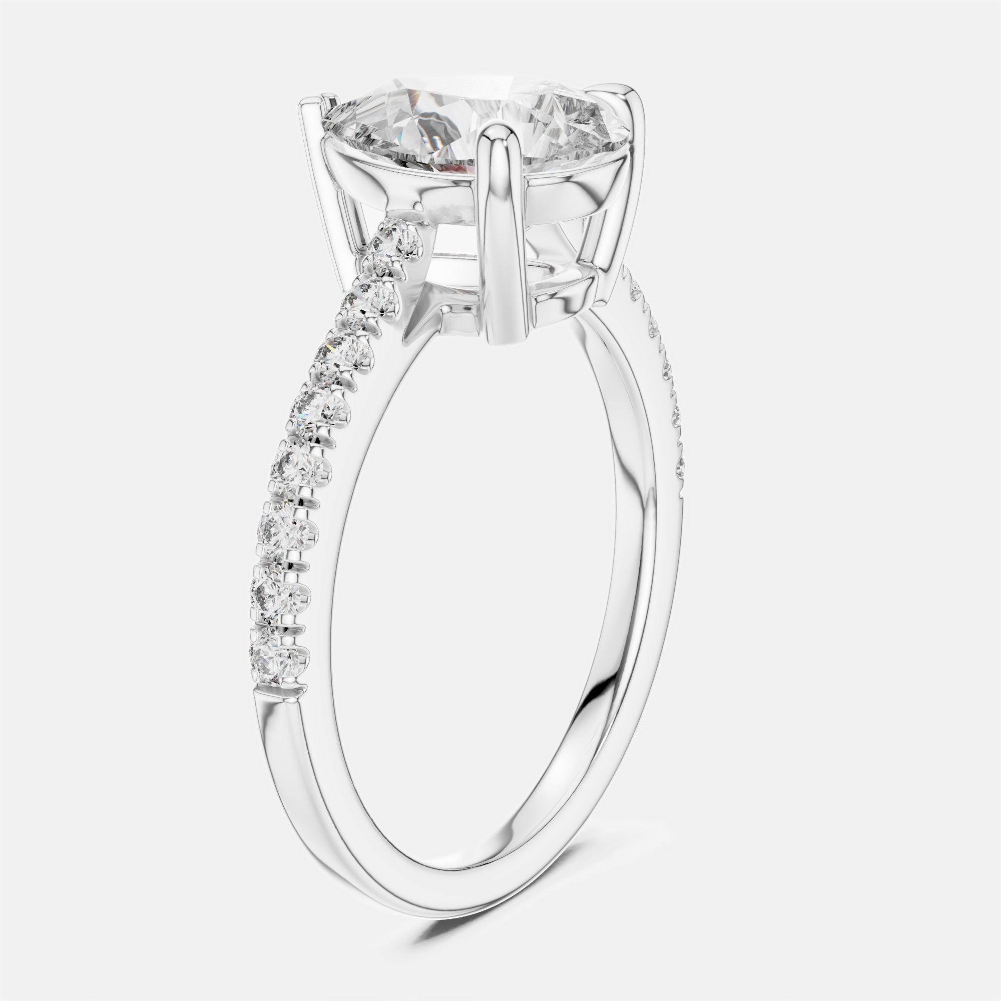

2.00 cts Pear & Round 18k White Gold Lab Grown Diamond Ring Size