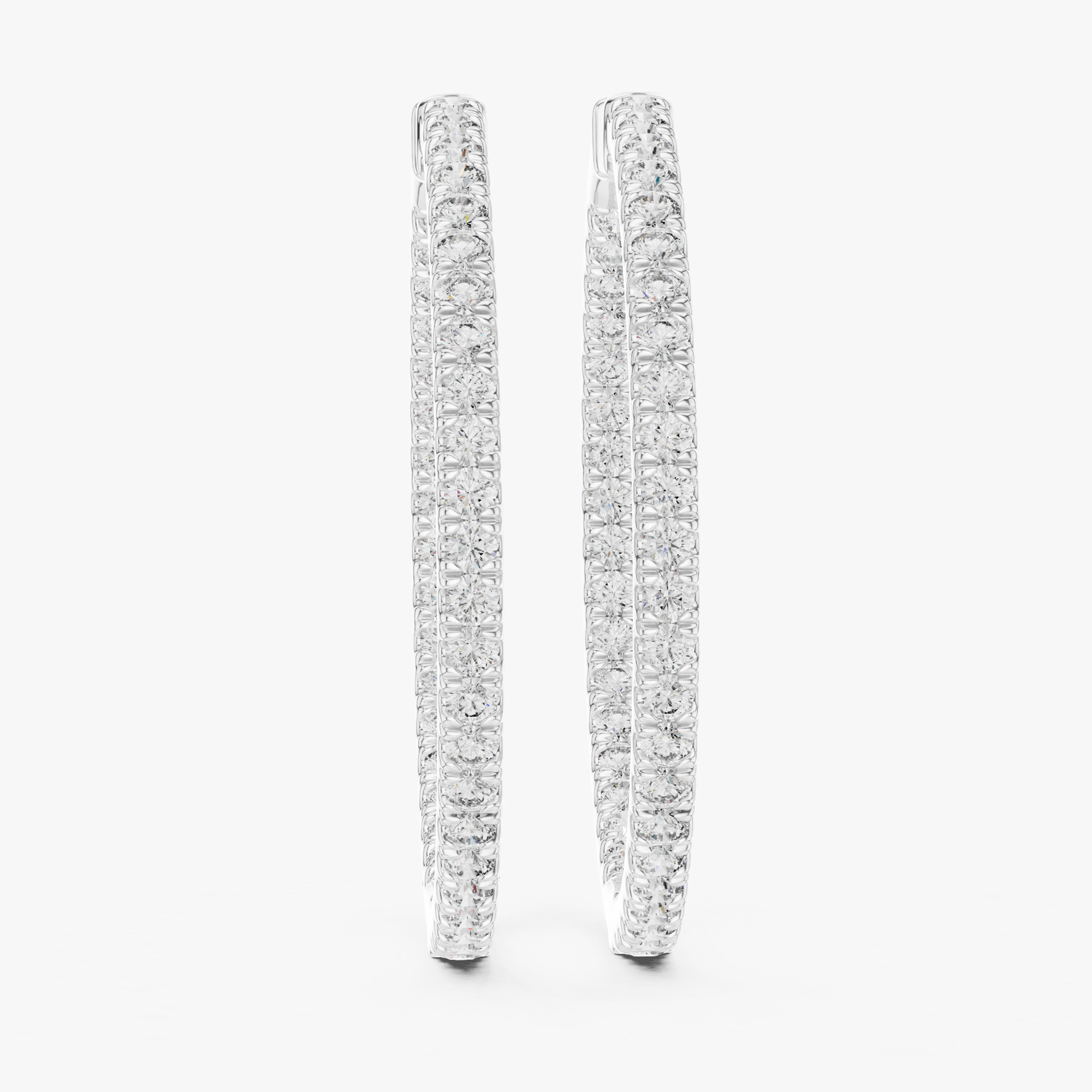 Pre-owned The Diamond Edit 1.00 Ct Round Cut 18k White Gold Lab Grown Diamond Hoop Earrings