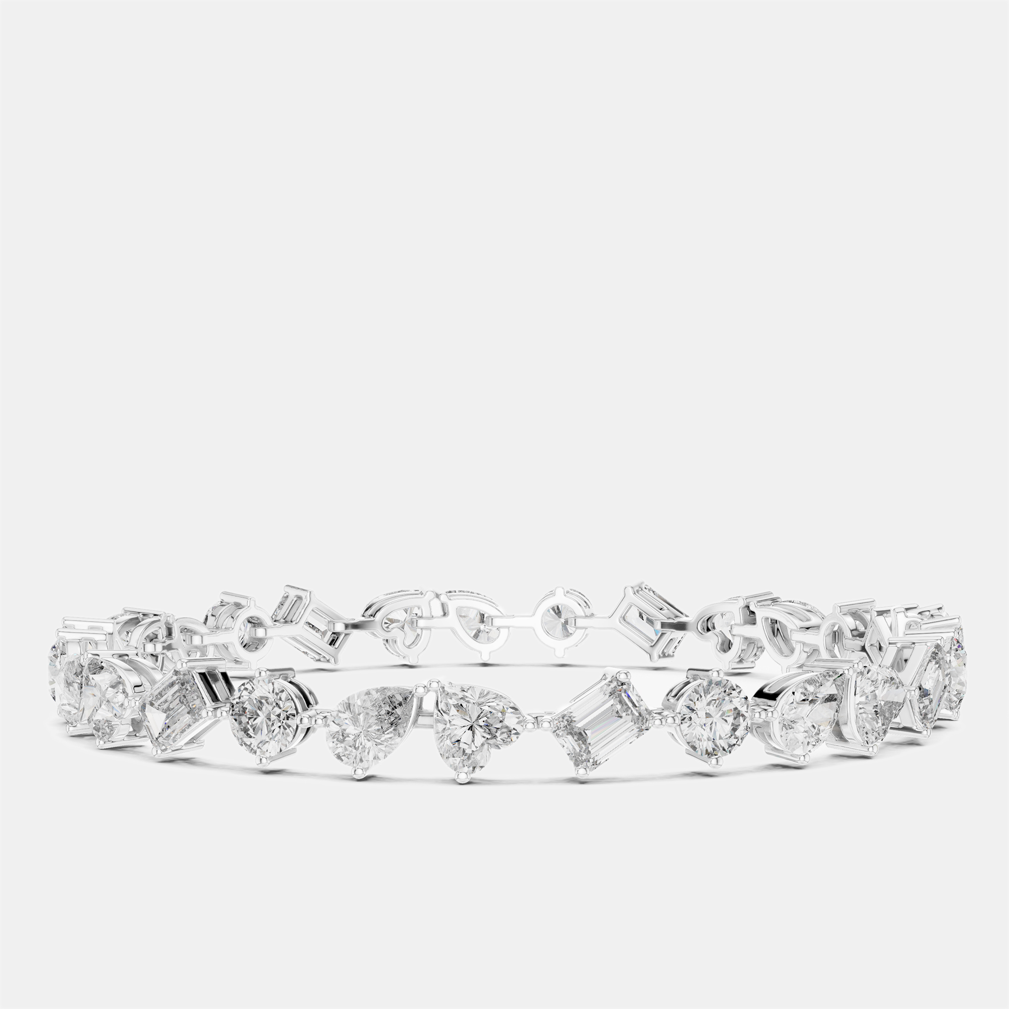 Pre-owned The Diamond Edit 10.00 Cts Mixed Fancy Cut 18k White Gold Lab Grown Diamond Bracelet
