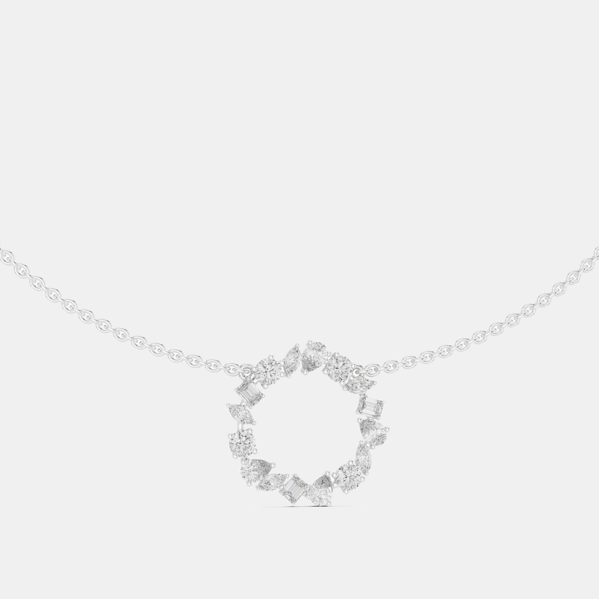 

1.50 cts Mixed Shape Fancy Cut 18k White Gold Lab Grown Diamond Pendant