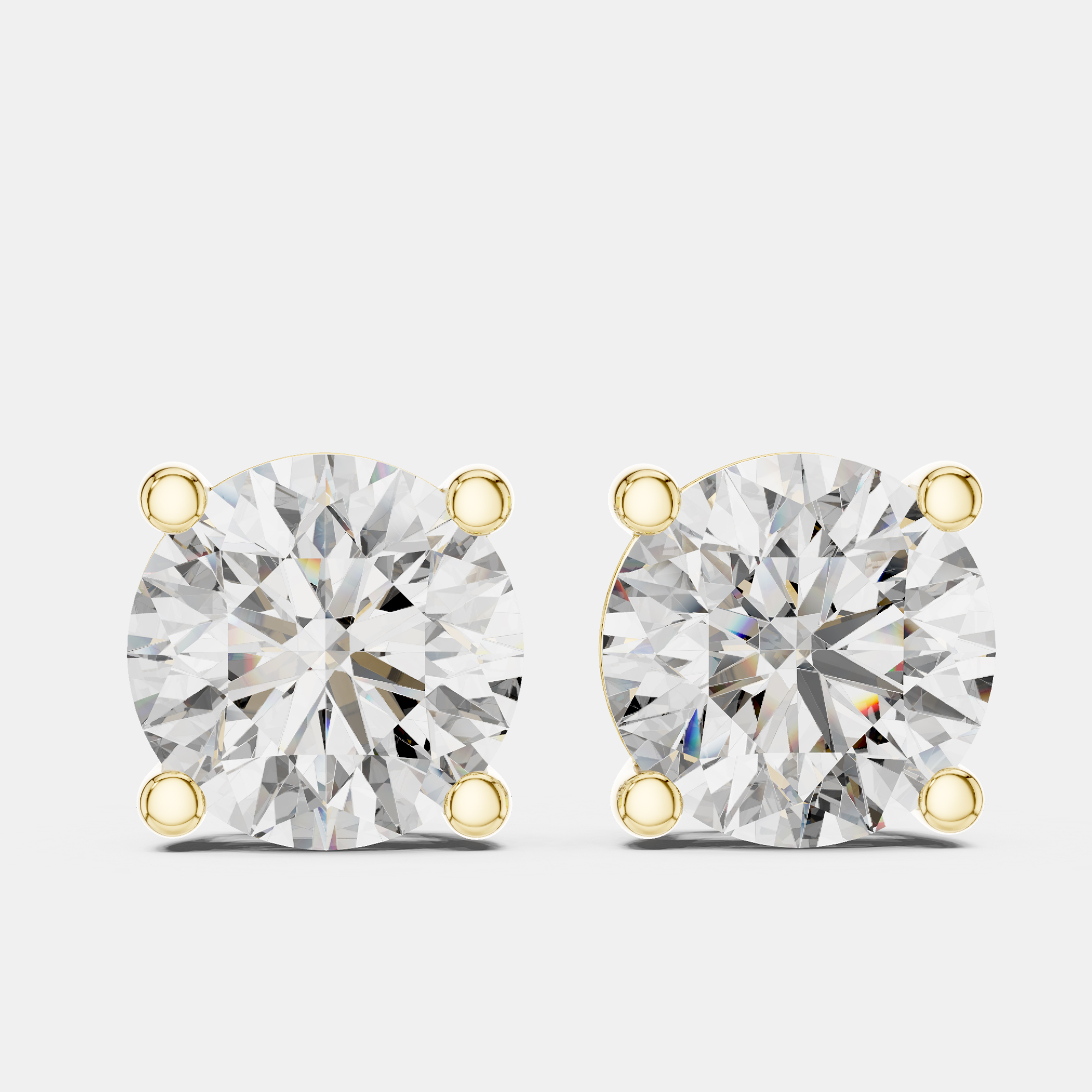 

4.00 cts Round Cut 18k Yellow Gold Lab Grown Diamond Stud Earrings