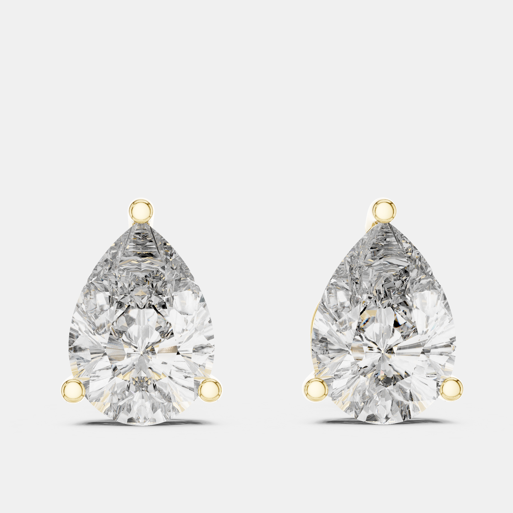 Pre-owned The Diamond Edit 4.00 Cts Pear Cut 18k Yellow Gold Lab Grown Diamond Stud Earrings