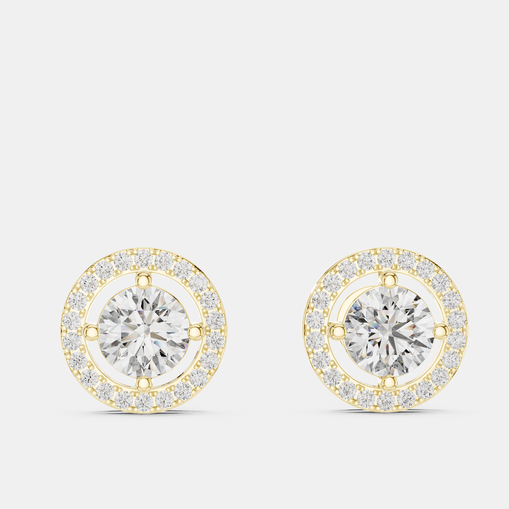 

2.60 cts Round 18k Yellow Gold Solitaire Lab Grown Diamond Single Halo Earrings