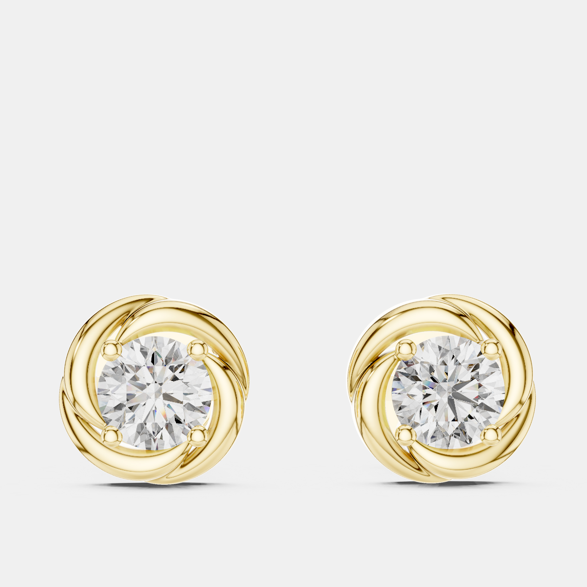 Pre-owned The Diamond Edit 1.00 Cts Round 18k Yellow Gold Fancy Lab Grown Diamond Solitaire Single Stud Earrings