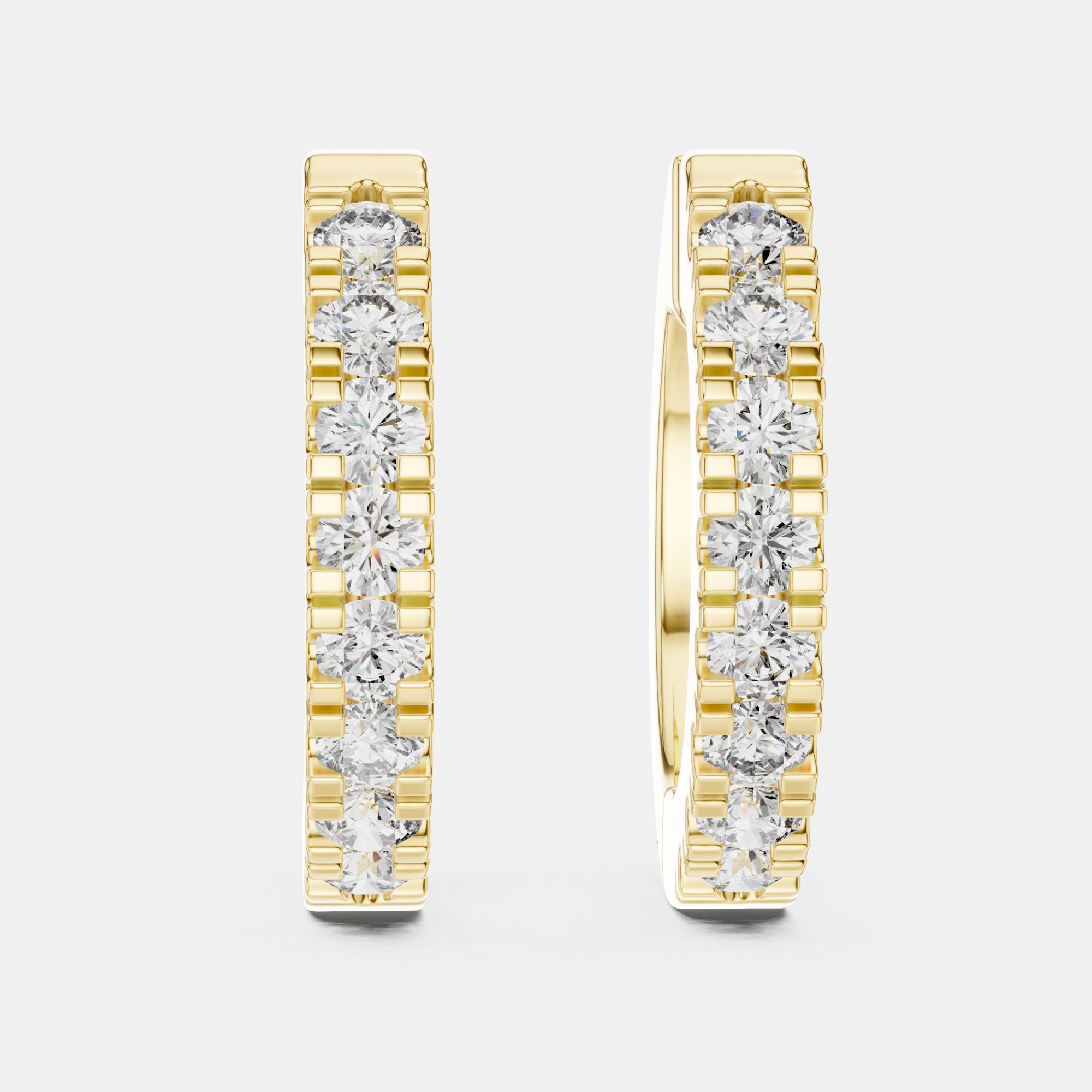 Pre-owned The Diamond Edit 0.60 Cts Round Cut 18k Yellow Gold Lab Grown Diamond Hoop Earrings