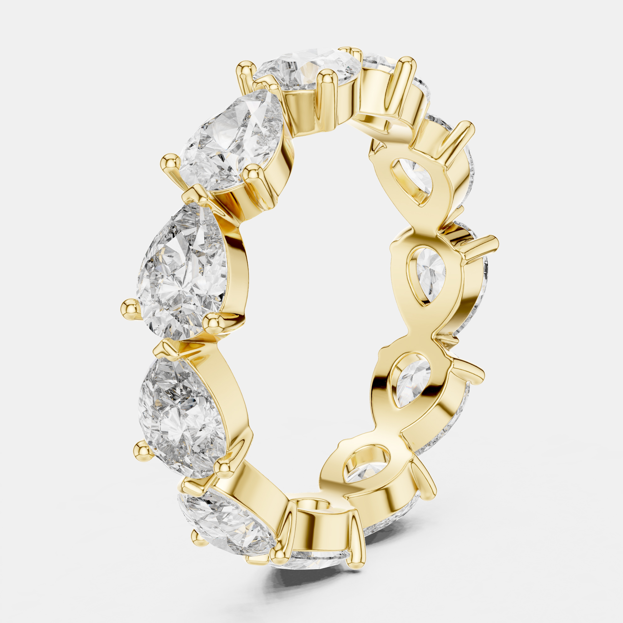 Pre-owned The Diamond Edit 3.00 Cts Pear Cut 18k Yellow Gold Lab Grown Diamond Ring Size 53