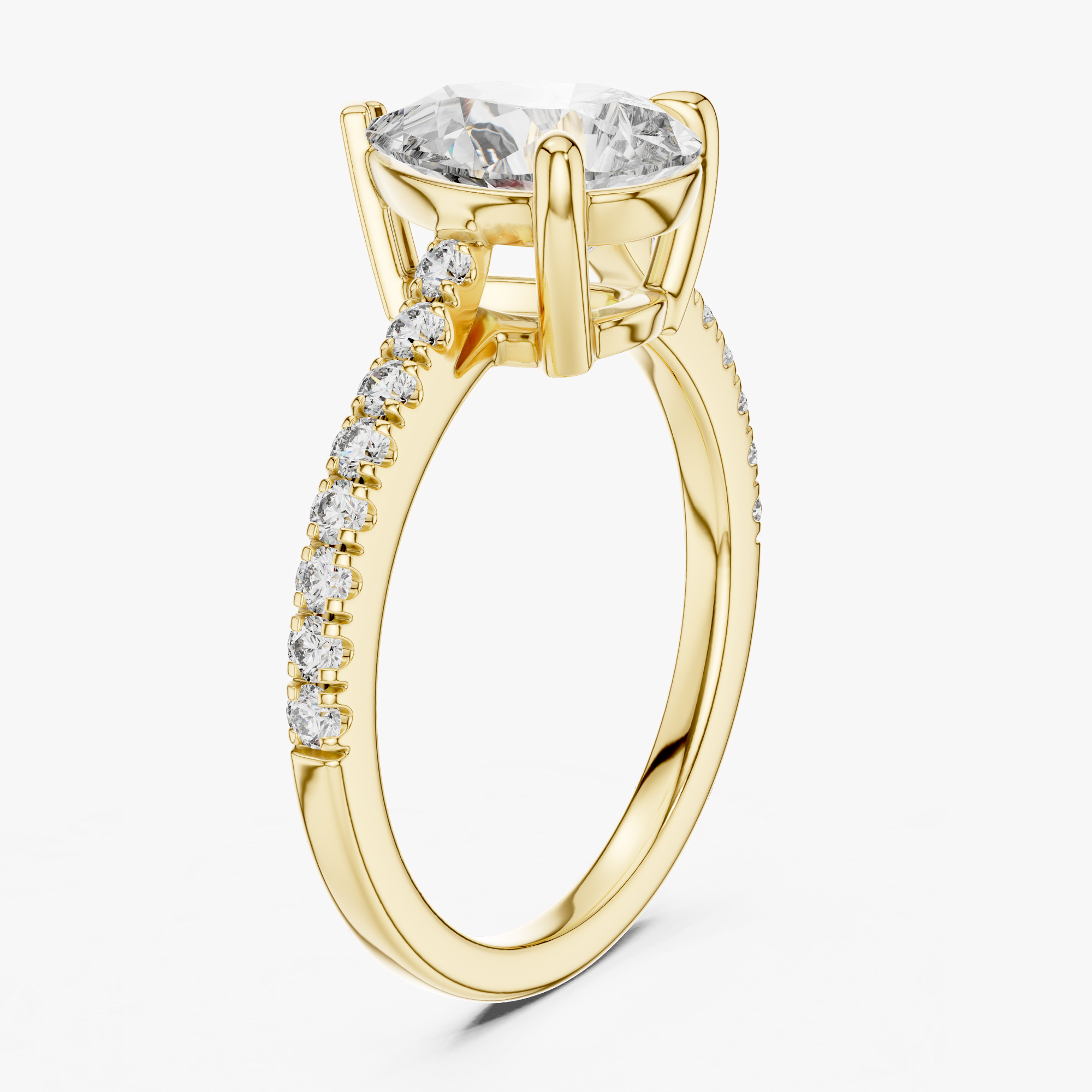 Pre-owned The Diamond Edit 2.00 Cts Pear & Round 18k Yellow Gold Lab Grown Diamond Ring Size 53