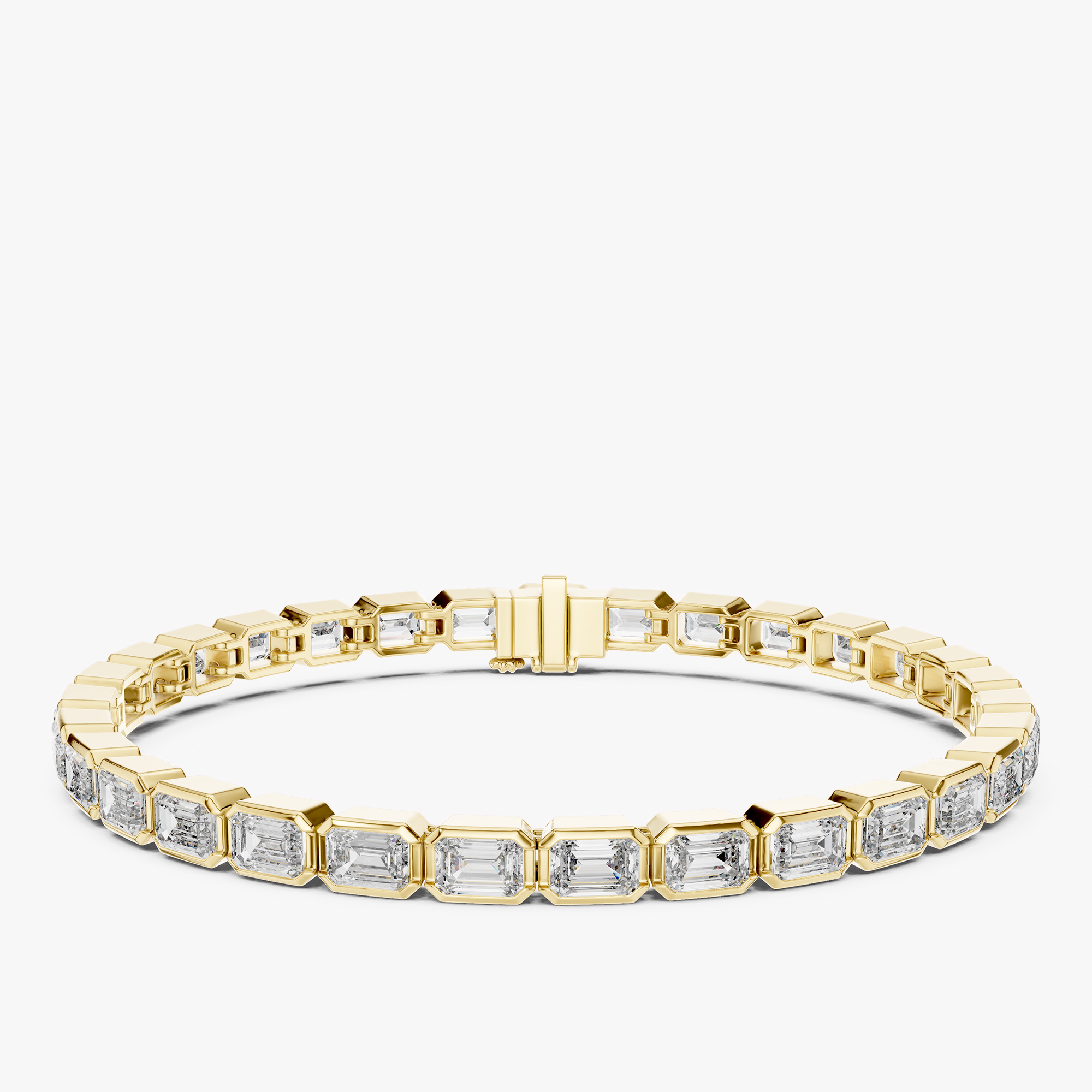 Pre-owned The Diamond Edit 9.00 Cts Emerald Cut 18k Yellow Gold Lab Grown Diamond Tennis Bracelet 16 Cm