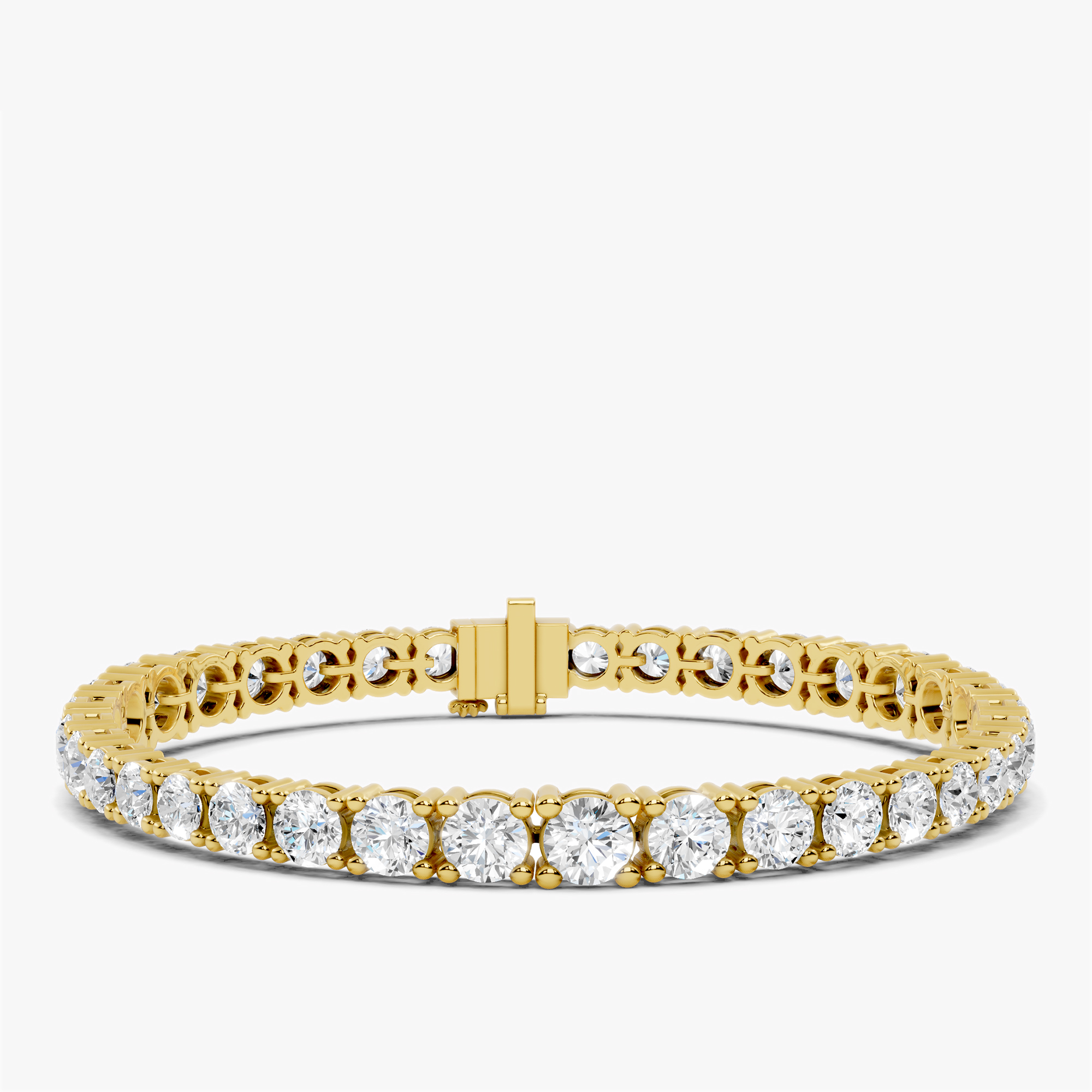 Pre-owned The Diamond Edit 13.00 Cts Graduating Round Cut 18k Yellow Gold Lab Grown Diamond Tennis Bracelet 16 Cm