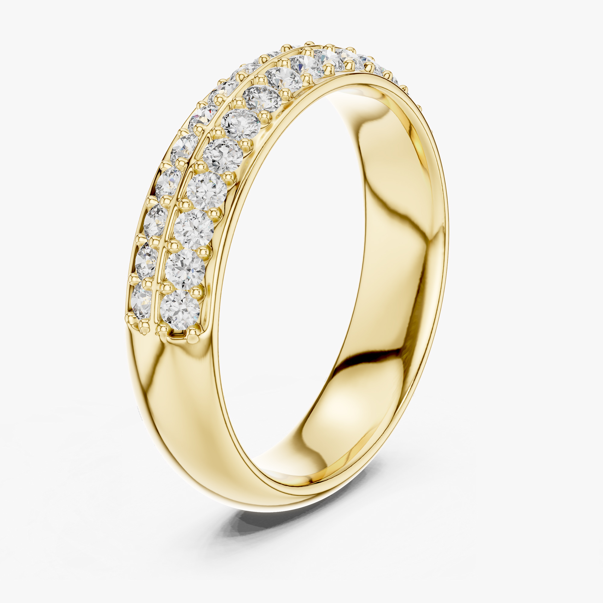 Pre-owned The Diamond Edit 0.5 Cts Double Line Round Cut 18k Yellow Gold Lab Grown Diamond Ring Size 53