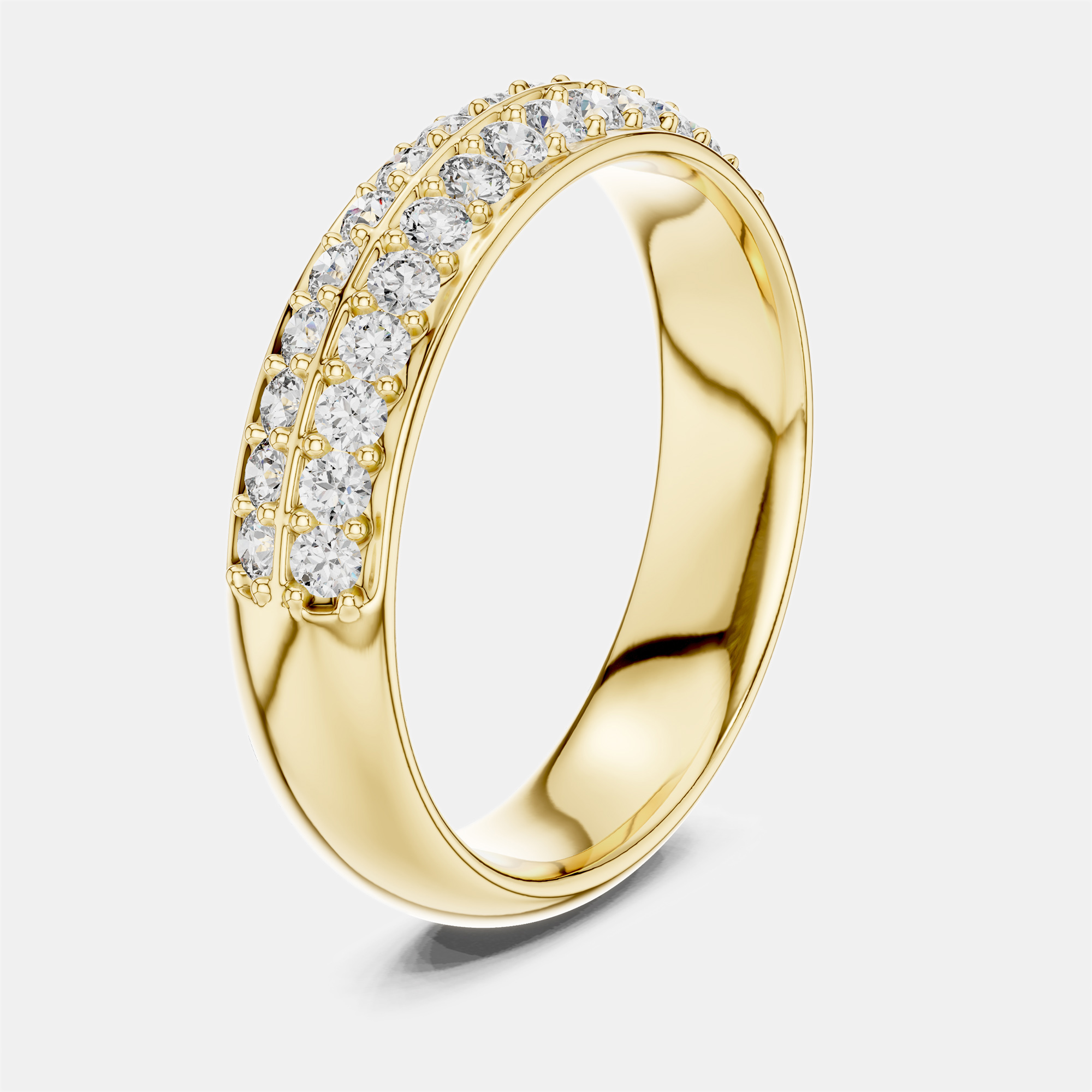 

0.5 cts Double Line Round Cut 18k Yellow Gold Lab Grown Diamond Ring Size