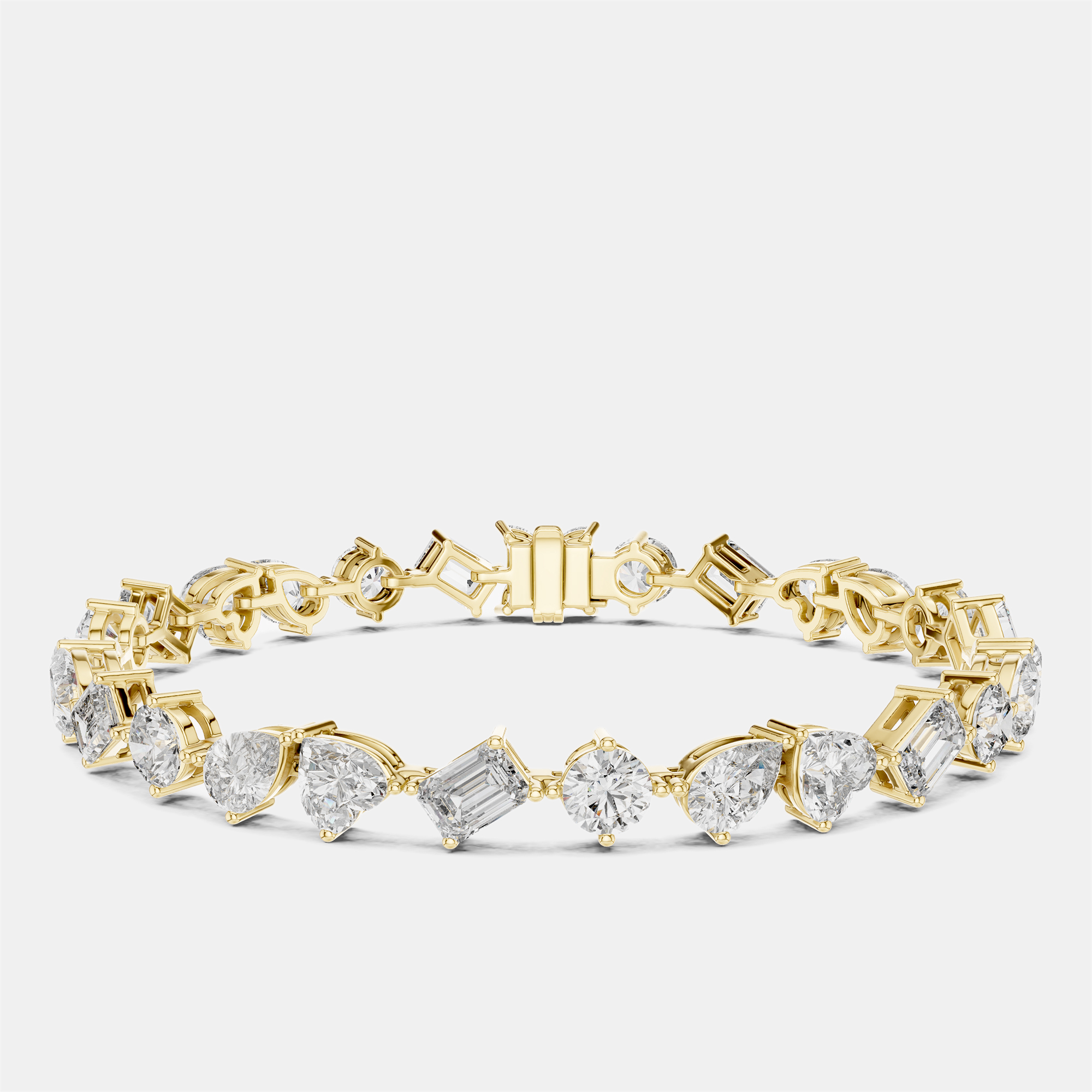

10.00 cts Mixed Fancy Cut 18k Yellow Gold Lab Grown Diamond Bracelet