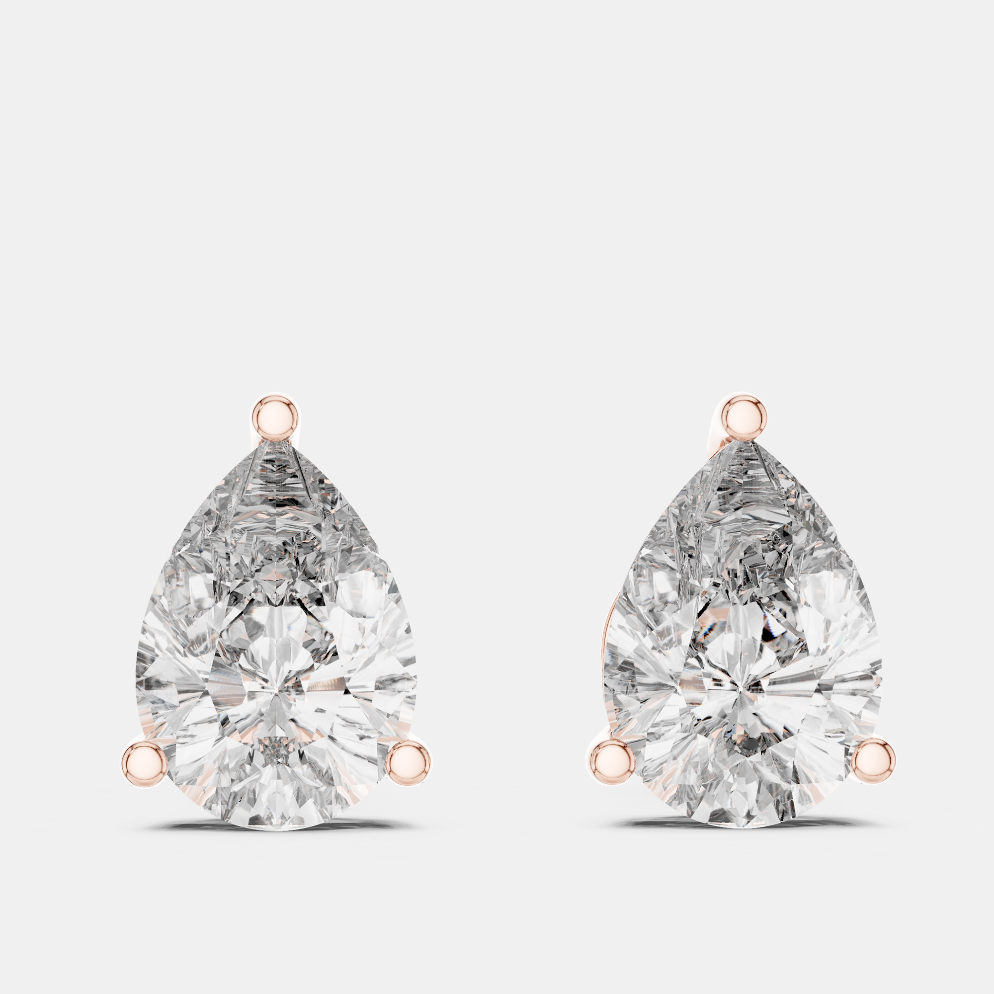 

4.00 cts Pear Cut 18k Rose Gold Lab Grown Diamond Stud Earrings