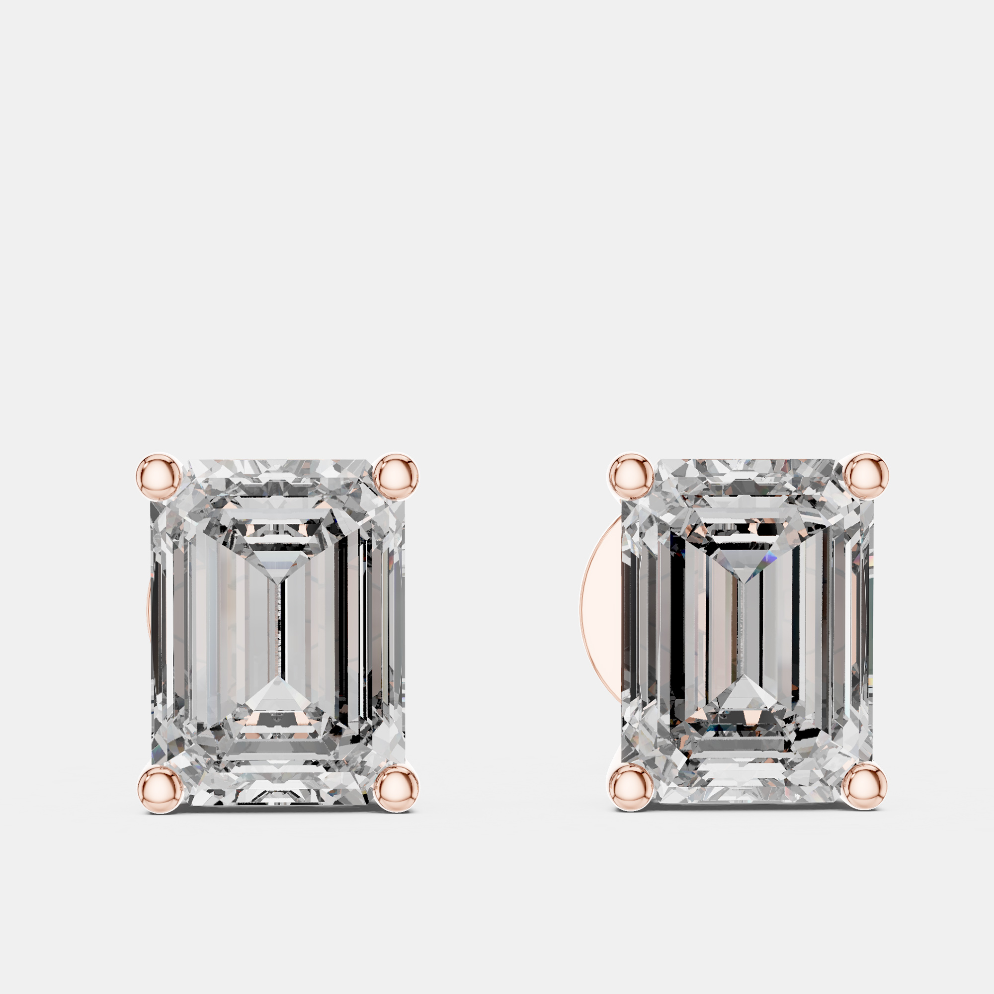 

2.00 cts Emerald Cut 18k Rose Gold Lab Grown Diamond Stud Earrings